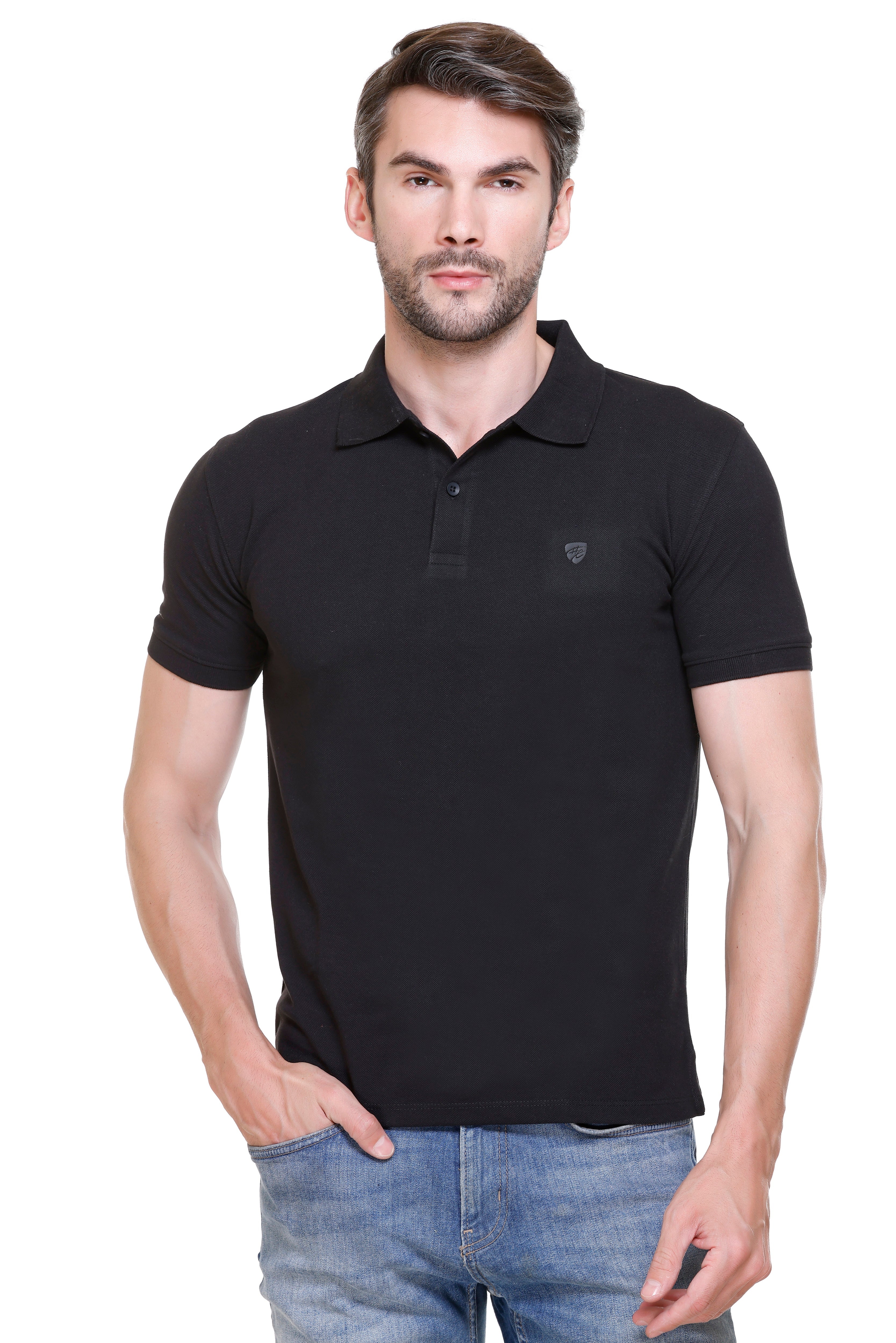 Hood Culture Men’s Solid Cotton Polo T-Shirt – Half Sleeve