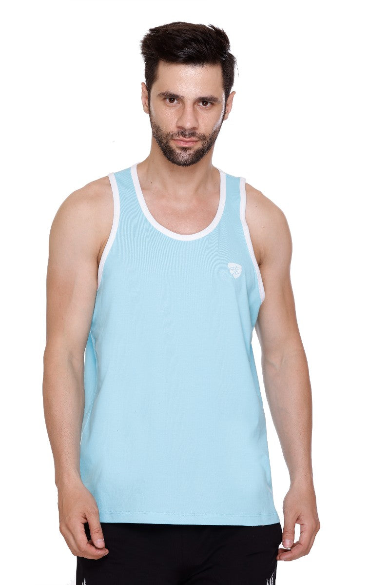 Men's Solid Grey Cotton Lycra Gym Vest | Activewear Sports Sleeveless Vest | Stretchable Workout Vest for Men
