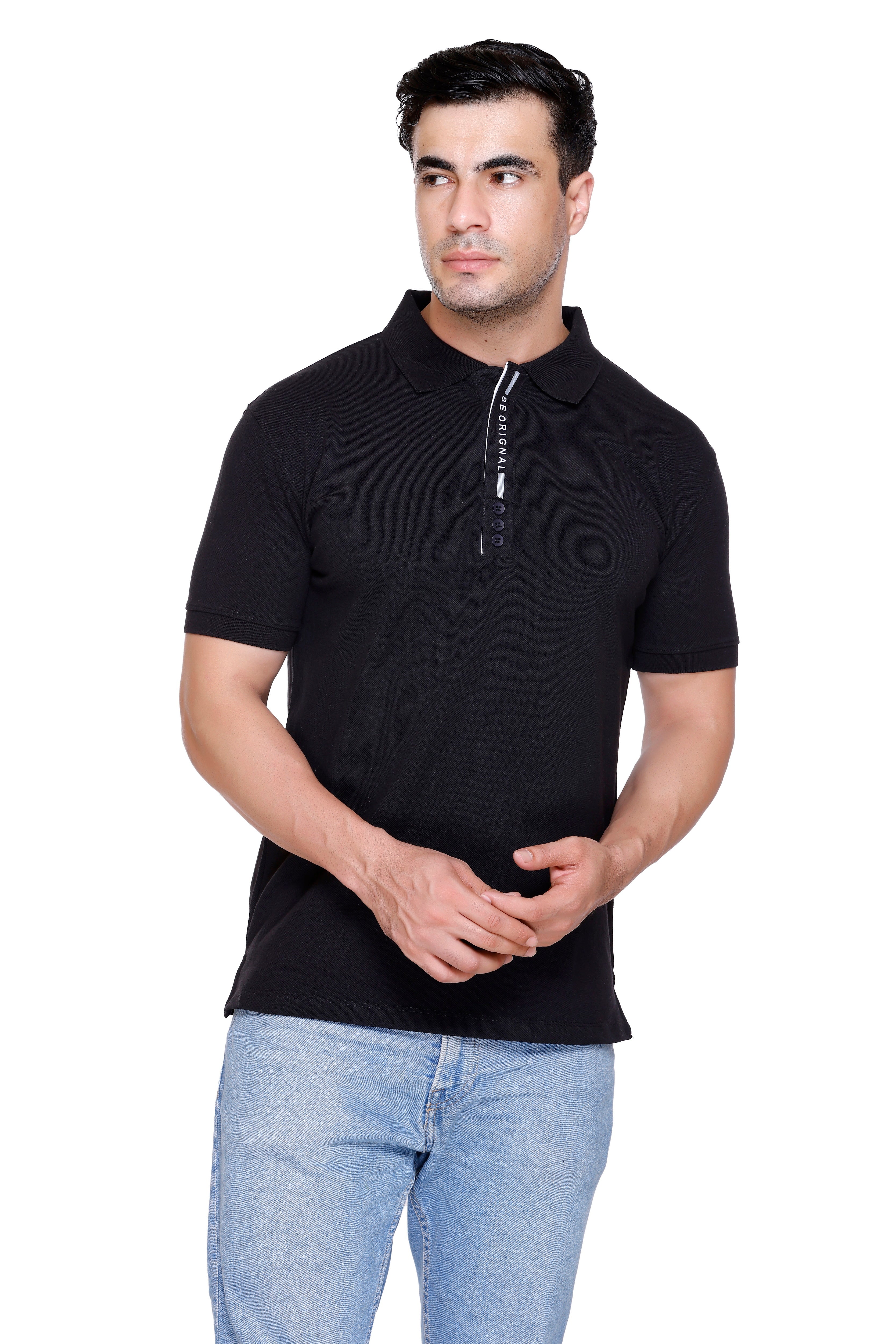 Hood Culture Men’s Solid Cotton Polo T-Shirt – Half Sleeve