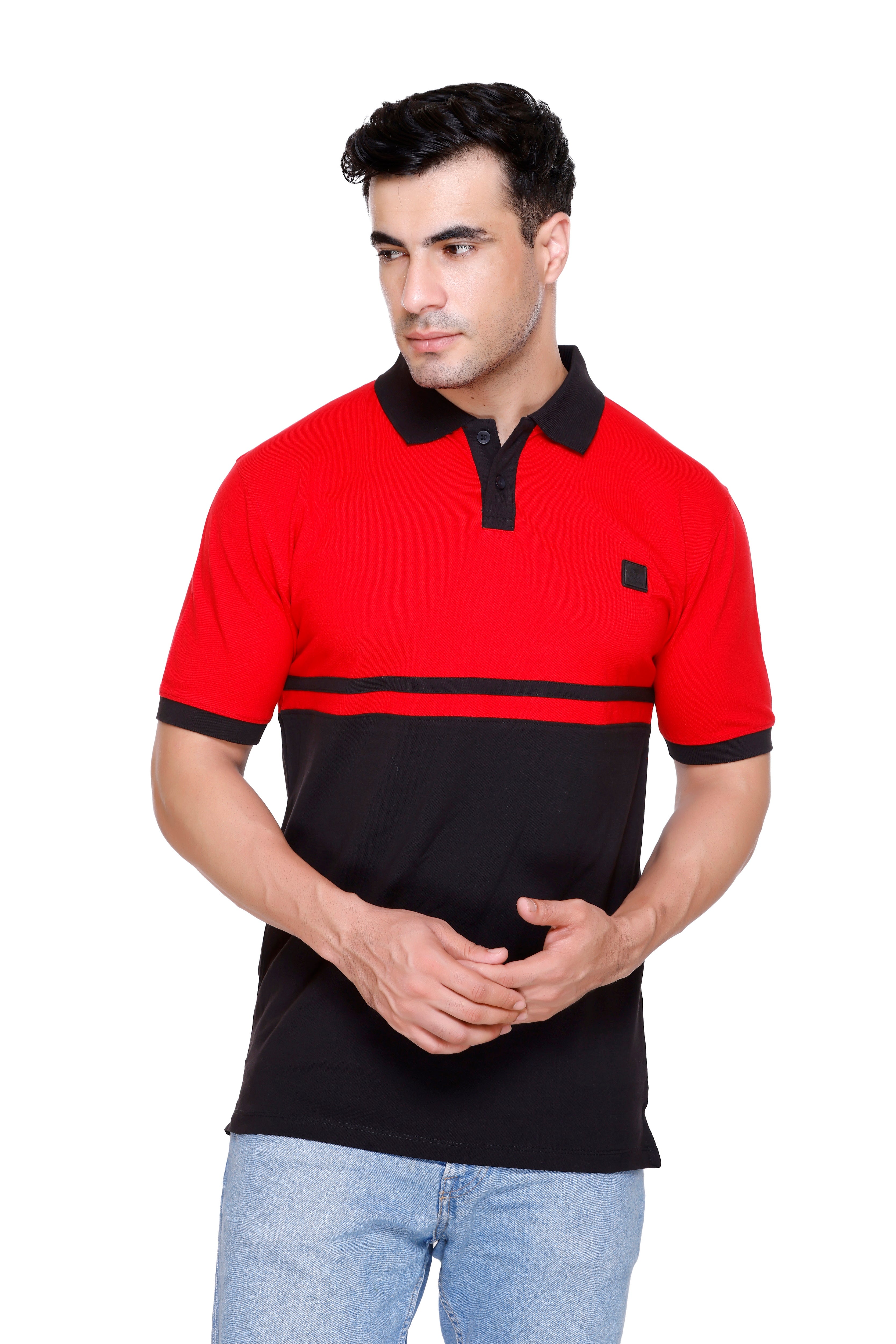 Hood Culture Men’s Solid Cotton Polo T-Shirt – Half Sleeve