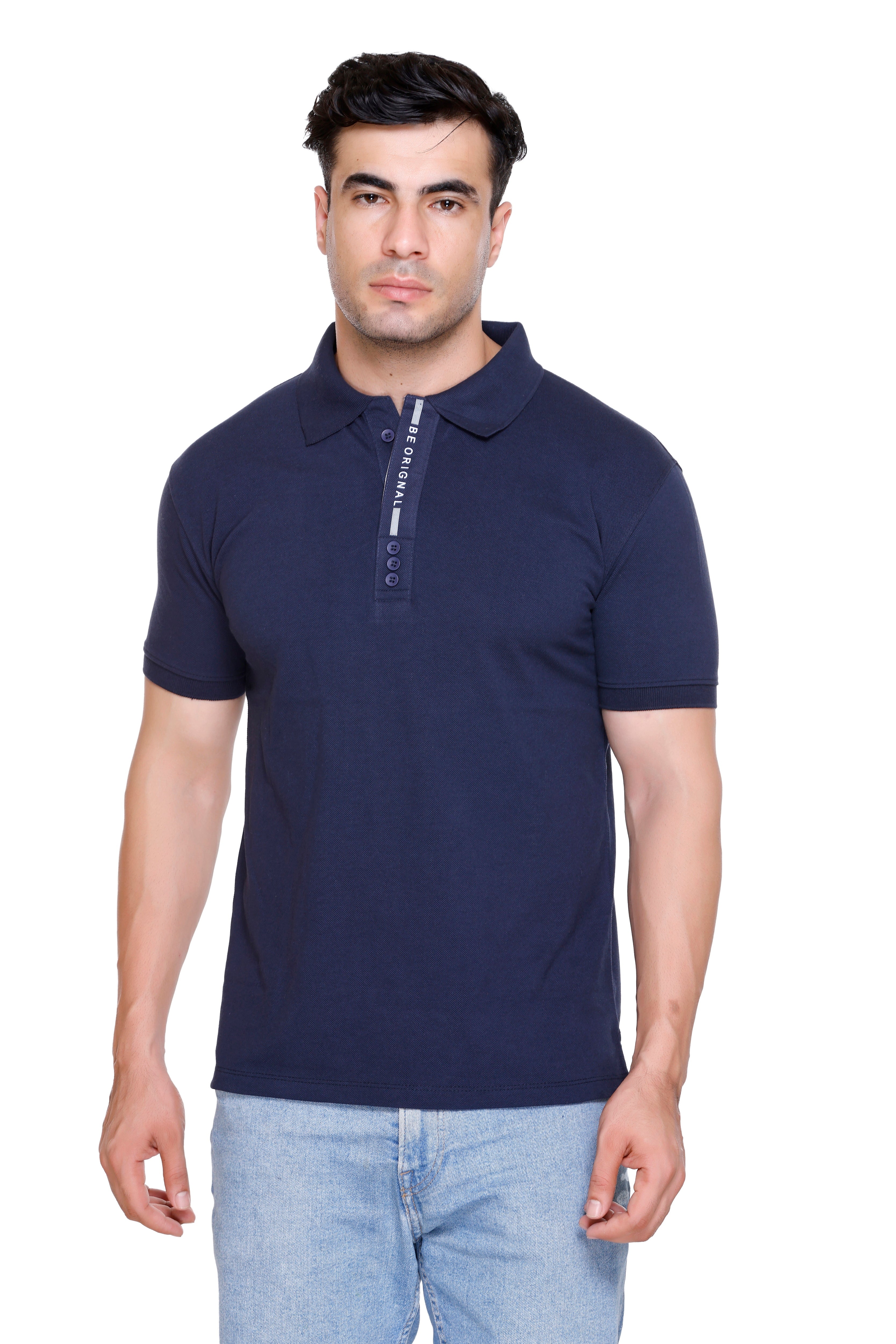 Hood Culture Men’s Solid Cotton Polo T-Shirt – Half Sleeve