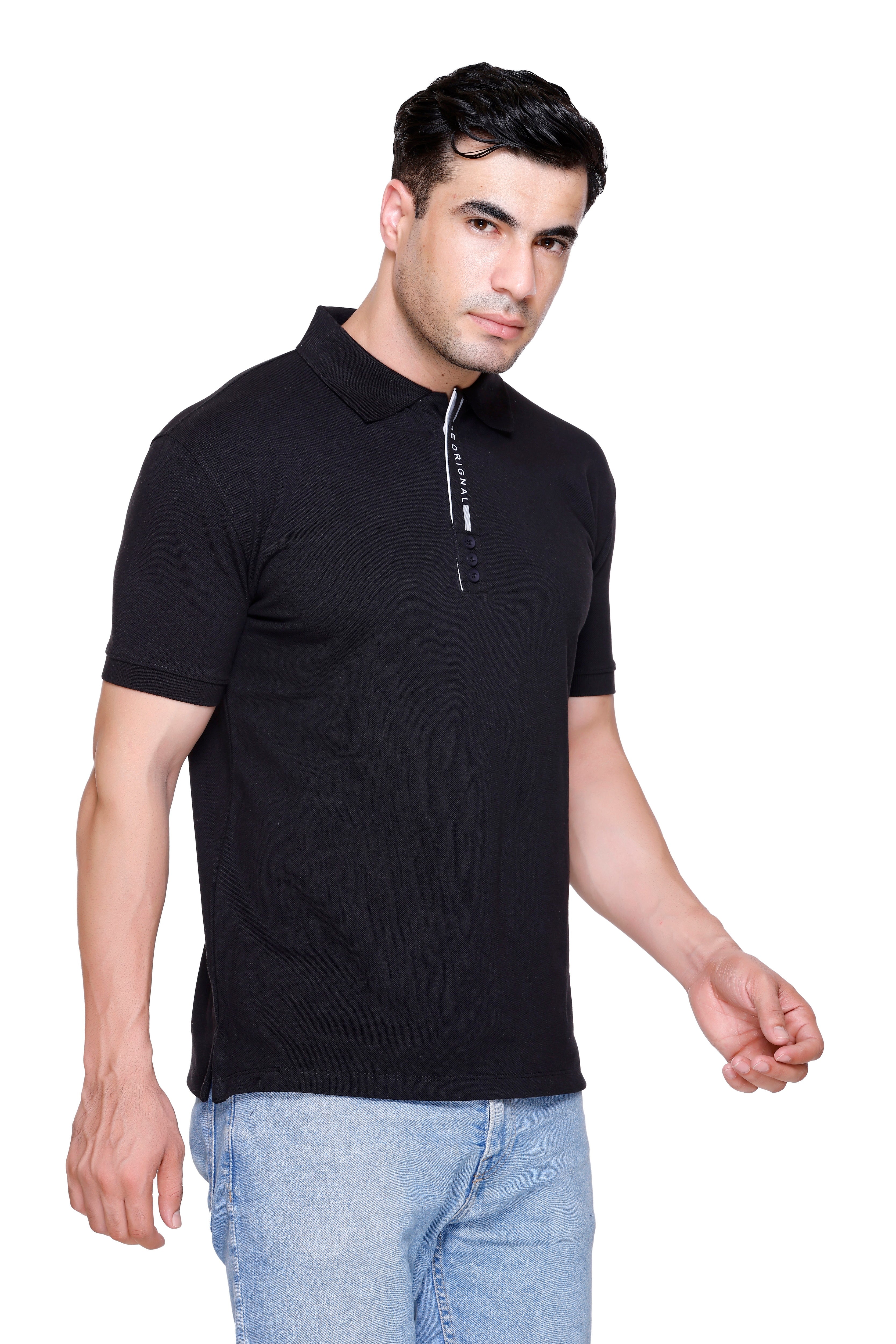 Hood Culture Men’s Solid Cotton Polo T-Shirt – Half Sleeve