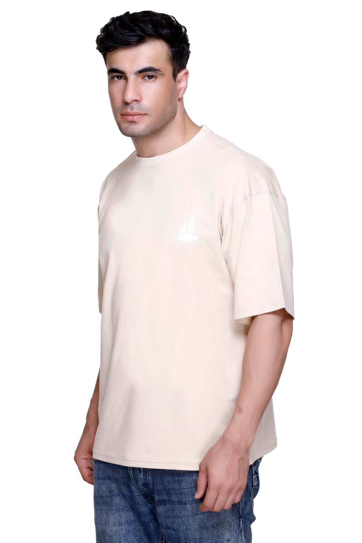 Hood Culture Men’s Oversized Cotton Lycra T-Shirt – Round Neck