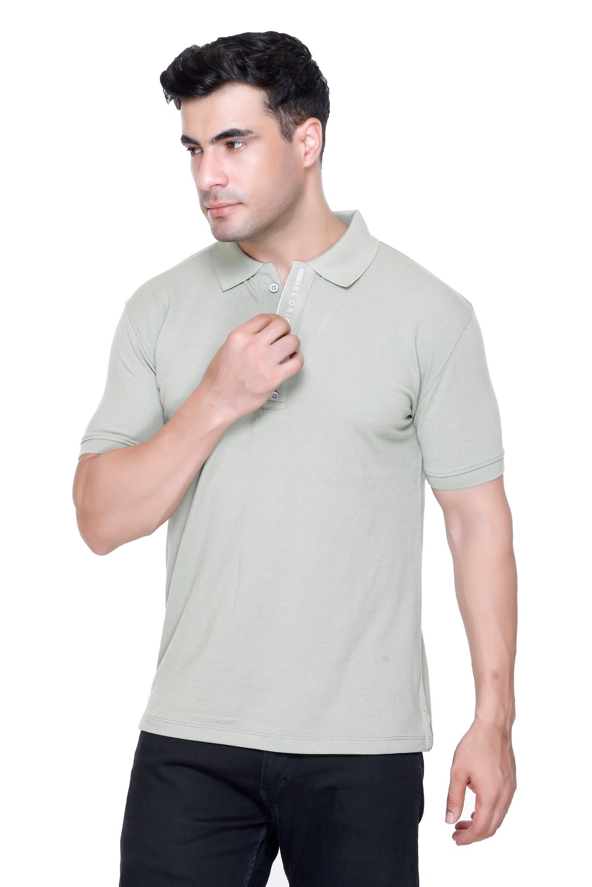 Hood Culture Men’s Solid Cotton Polo T-Shirt – Half Sleeve