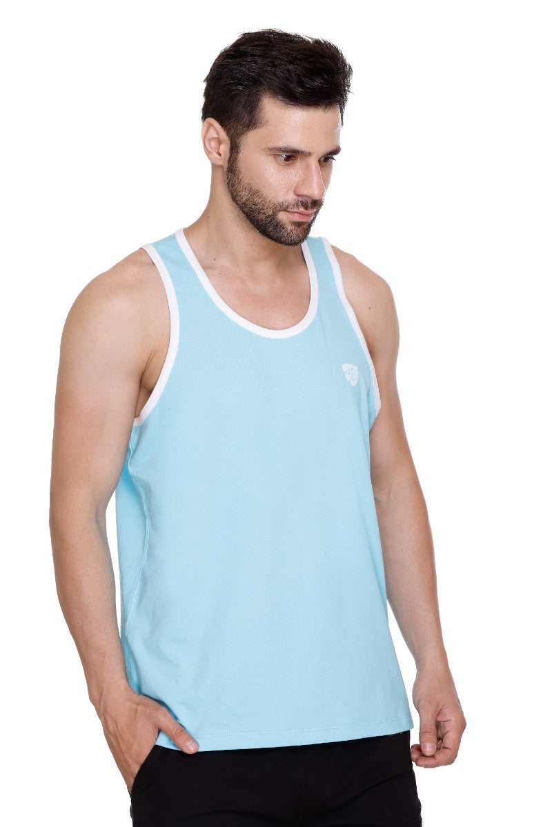 Men's Solid Grey Cotton Lycra Gym Vest | Activewear Sports Sleeveless Vest | Stretchable Workout Vest for Men