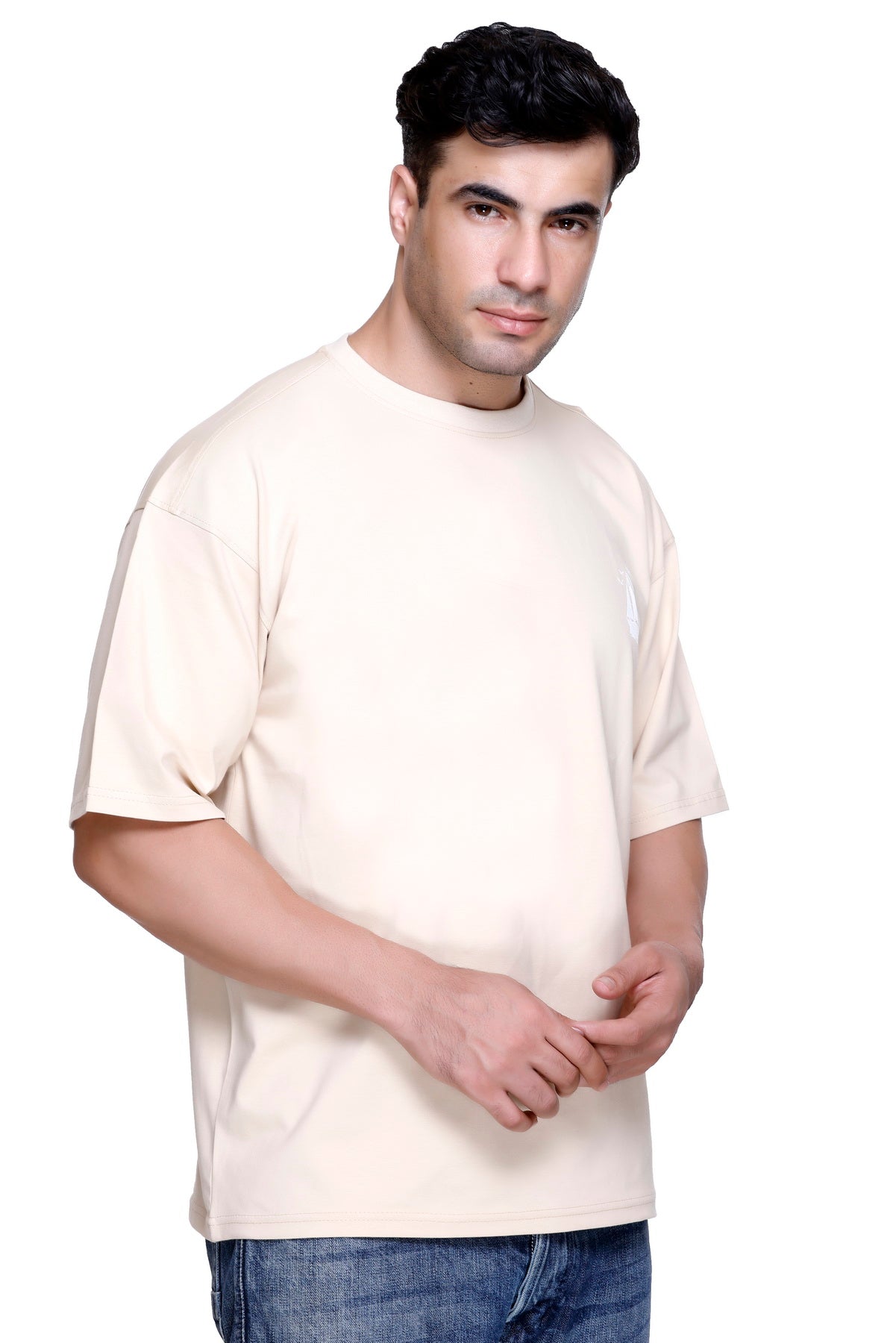 Hood Culture Men’s Oversized Cotton Lycra T-Shirt – Round Neck