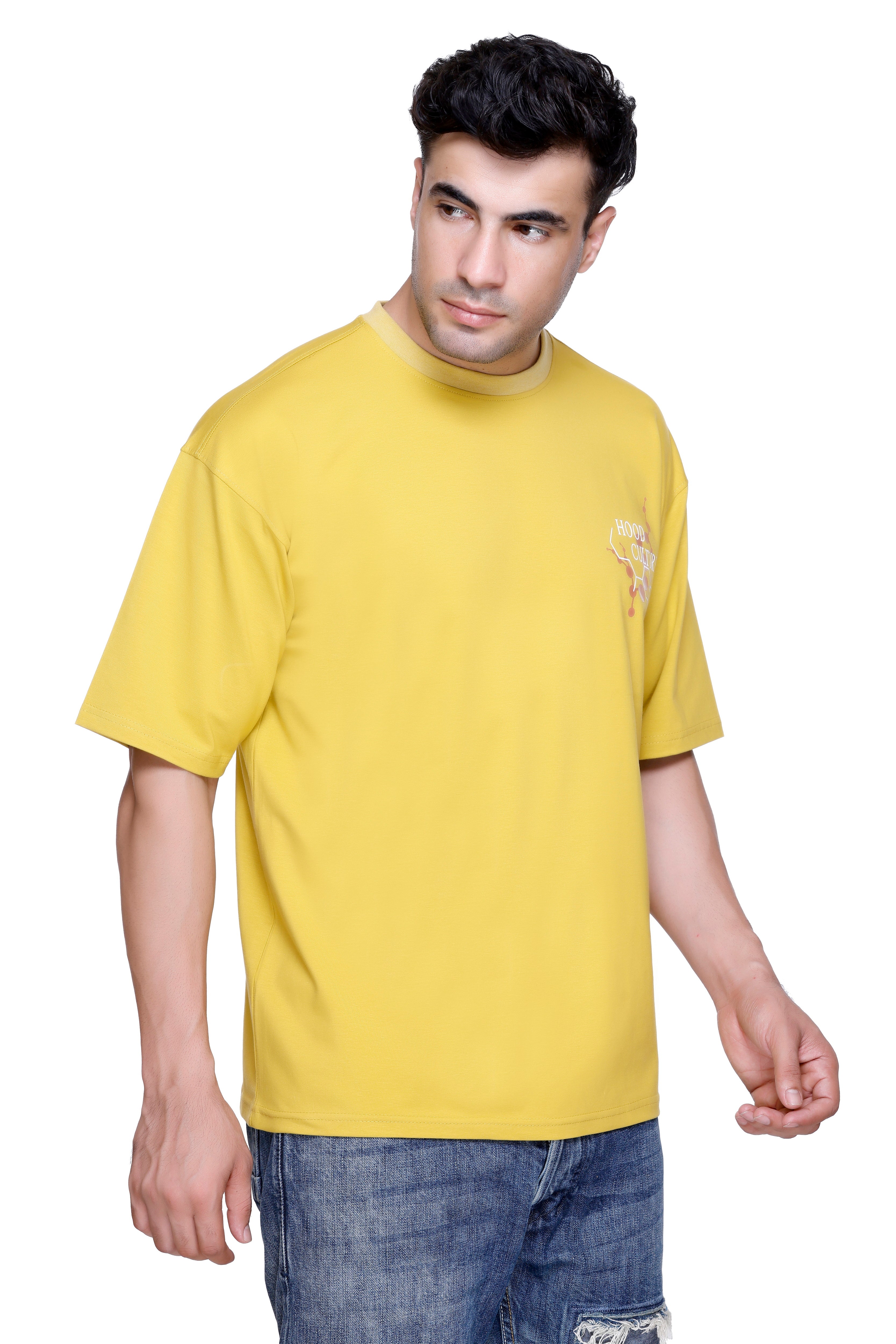 Hood Culture Men’s Oversized Cotton Lycra T-Shirt – Round Neck
