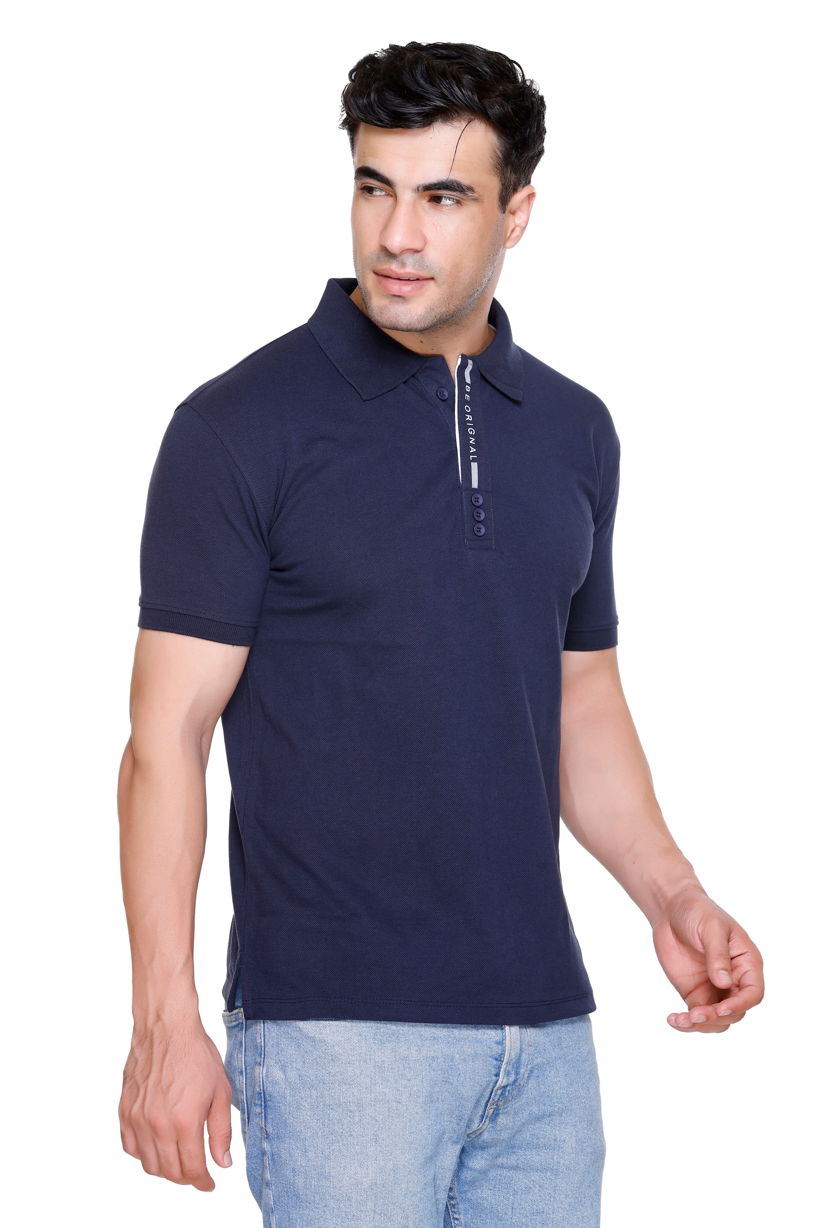 Hood Culture Men’s Solid Cotton Polo T-Shirt – Half Sleeve