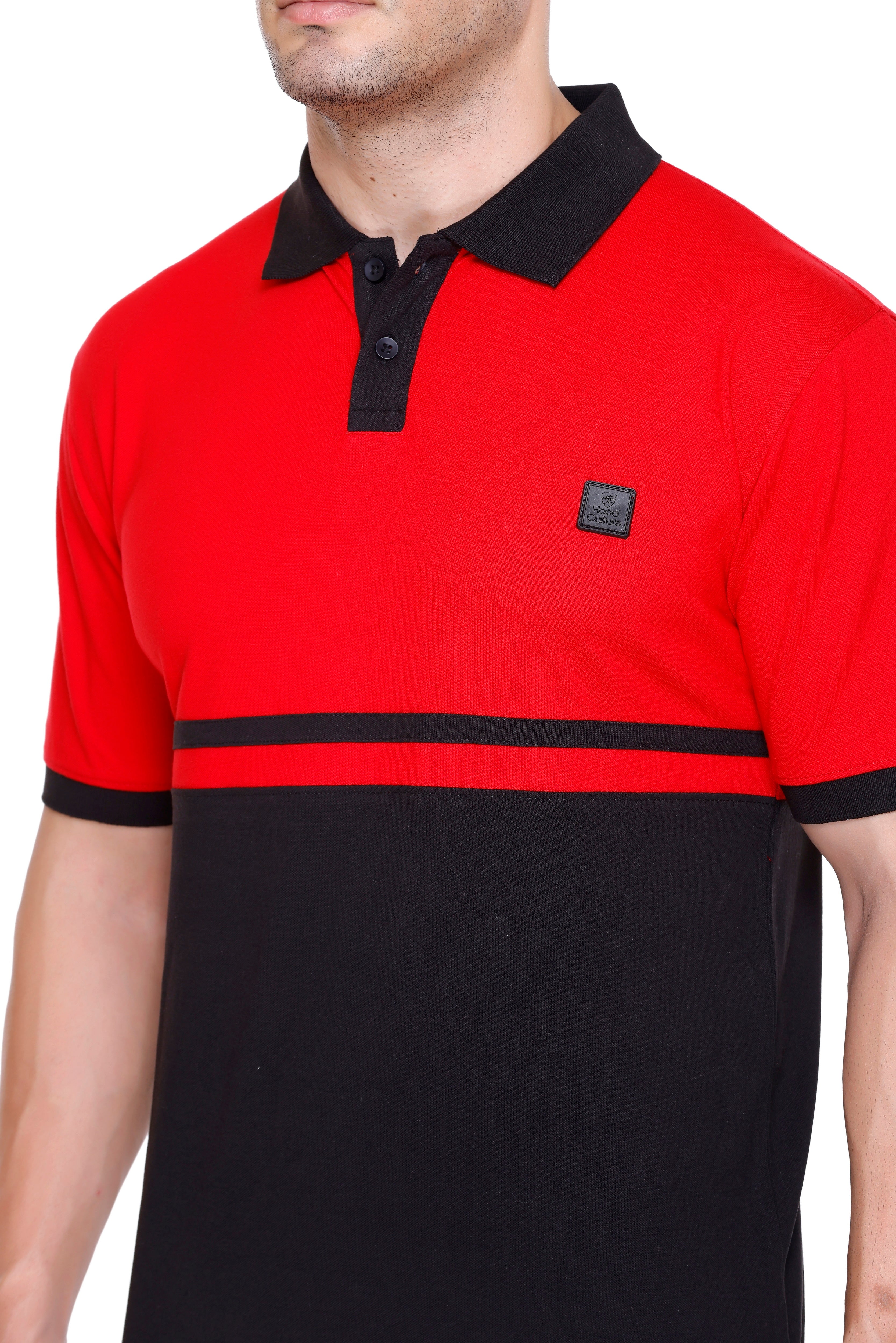 Hood Culture Men’s Solid Cotton Polo T-Shirt – Half Sleeve