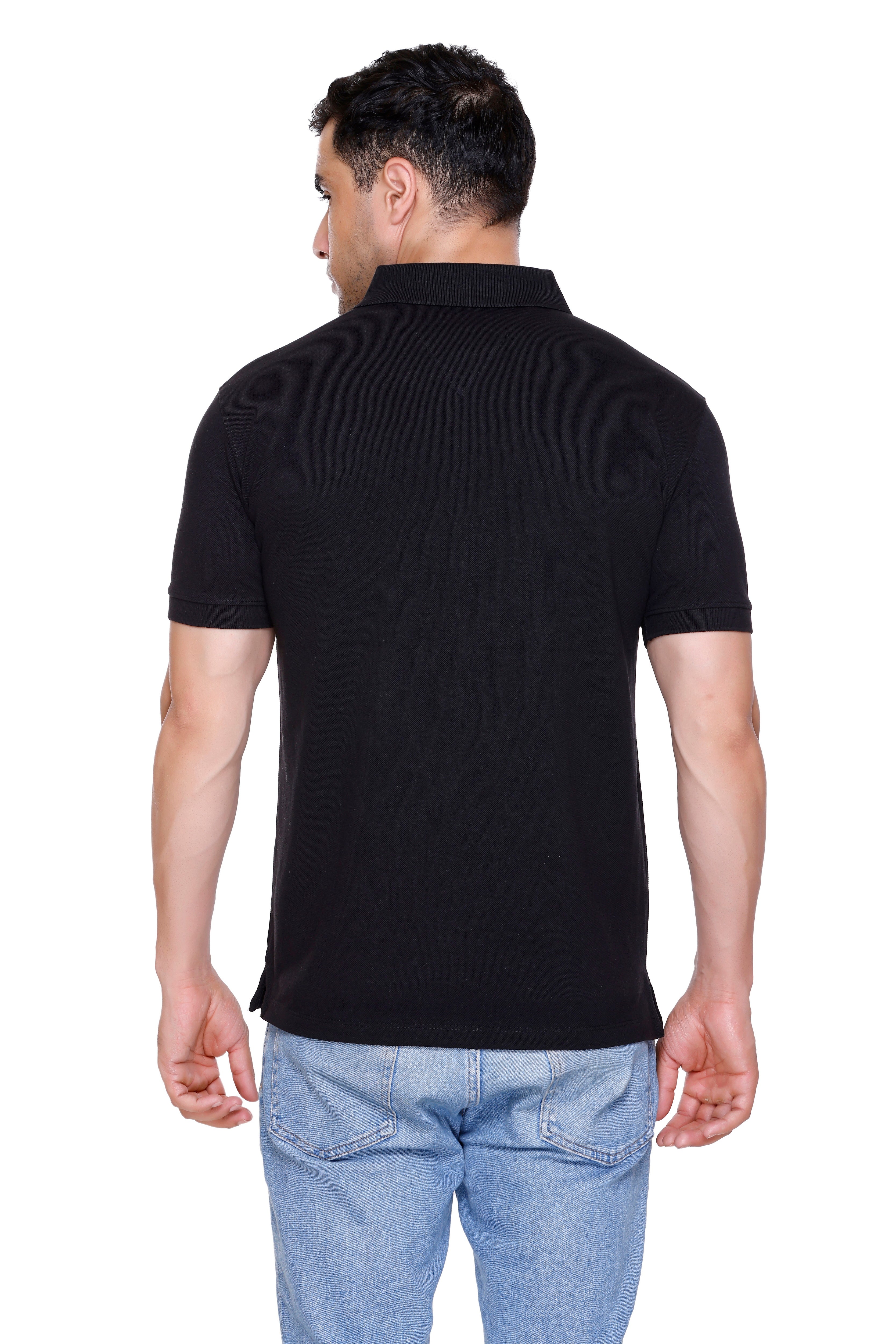Hood Culture Men’s Solid Cotton Polo T-Shirt – Half Sleeve