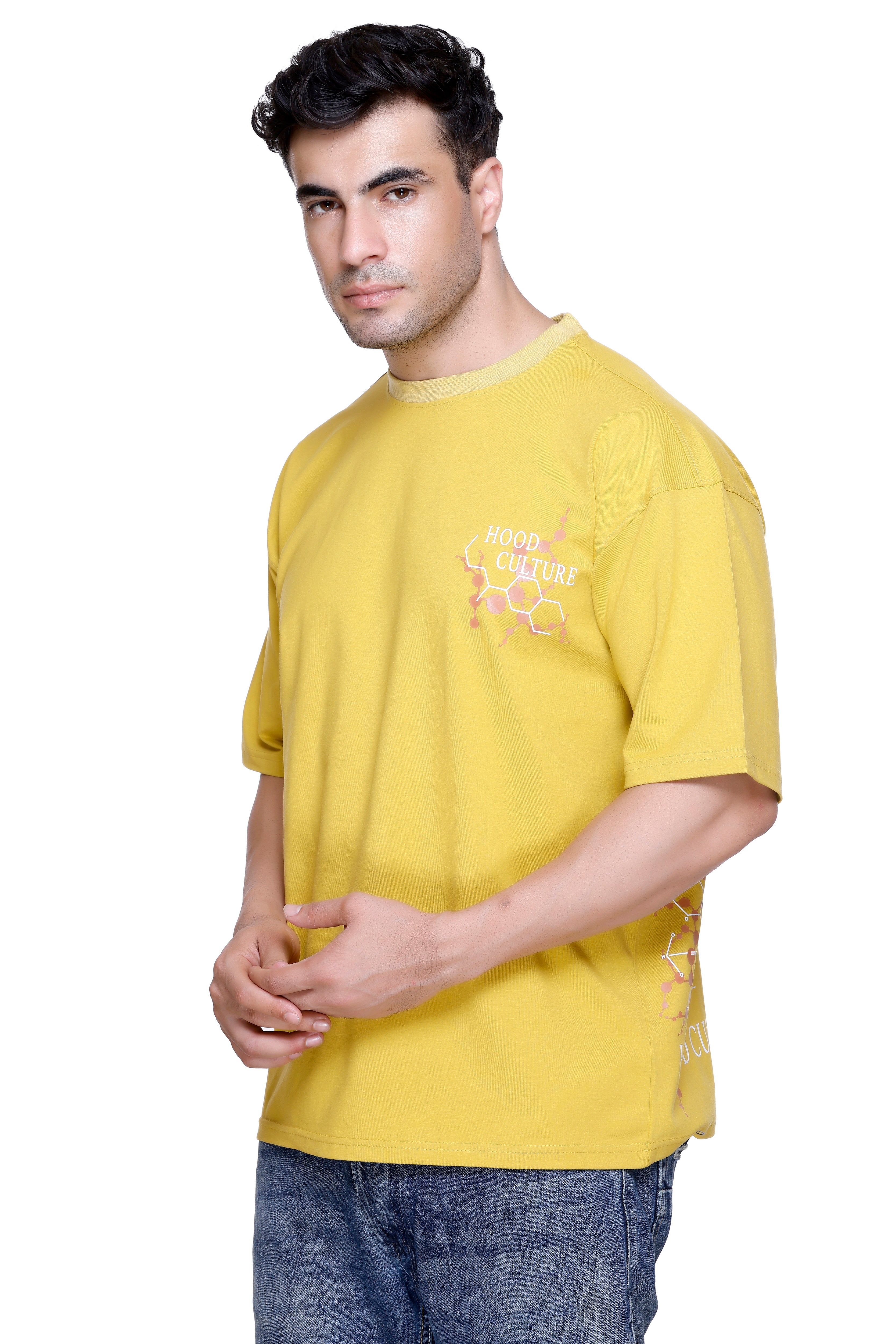 Hood Culture Men’s Oversized Cotton Lycra T-Shirt – Round Neck