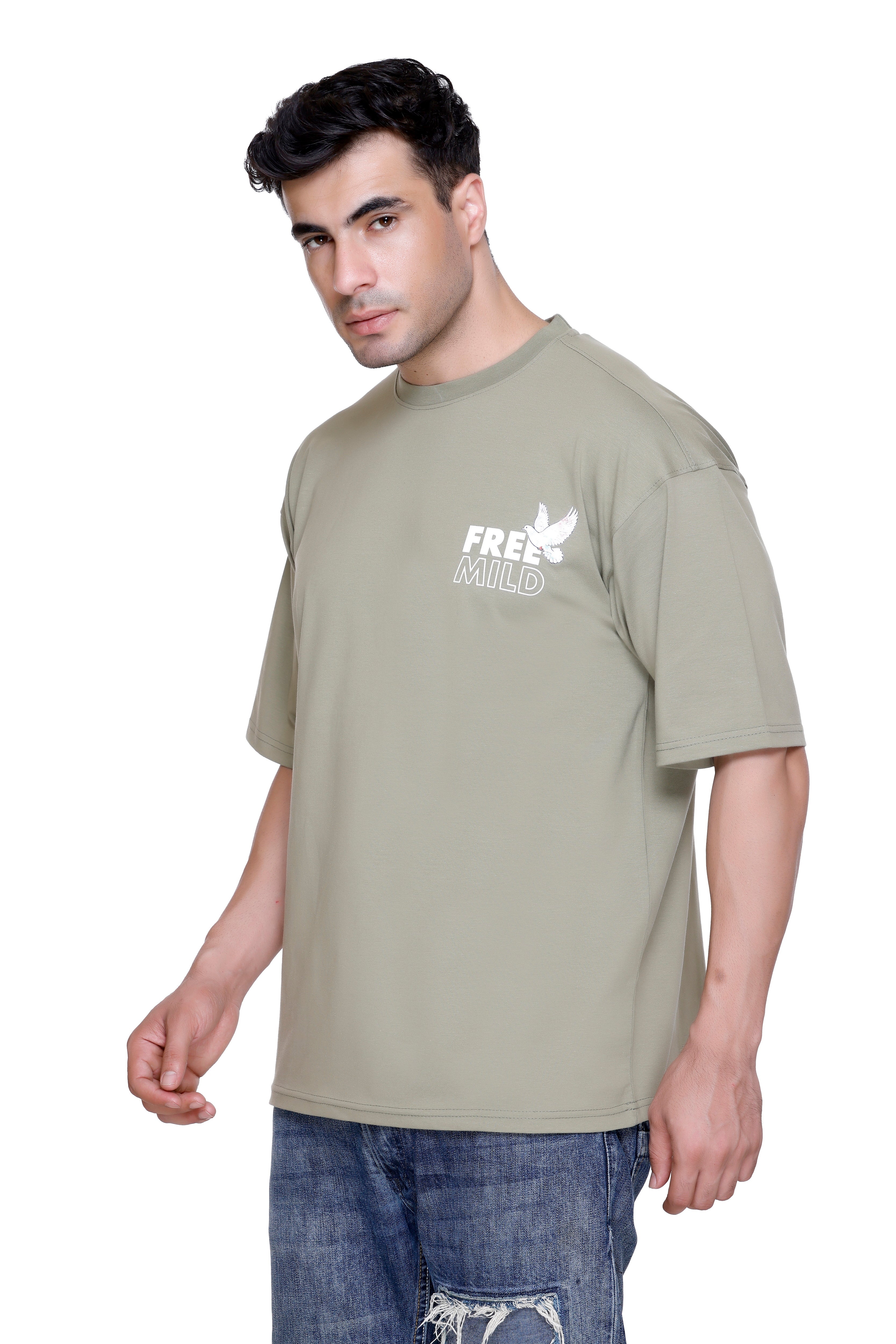 Hood Culture Men’s Oversized Cotton Lycra T-Shirt – Round Neck