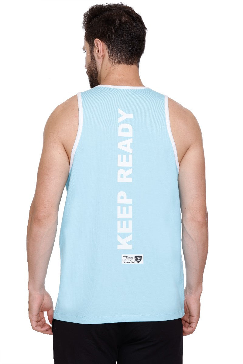 Men's Solid Grey Cotton Lycra Gym Vest | Activewear Sports Sleeveless Vest | Stretchable Workout Vest for Men
