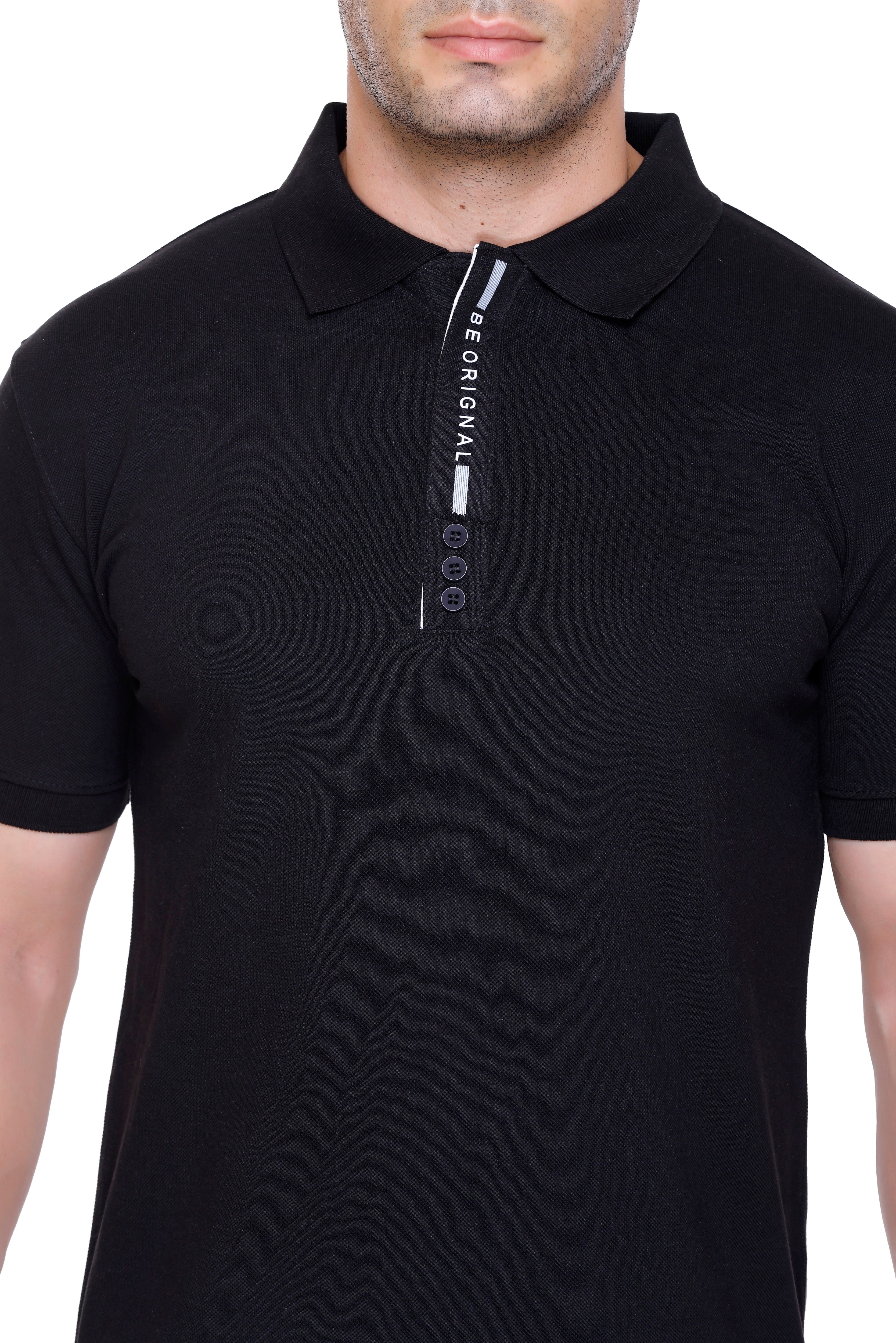 Hood Culture Men’s Solid Cotton Polo T-Shirt – Half Sleeve