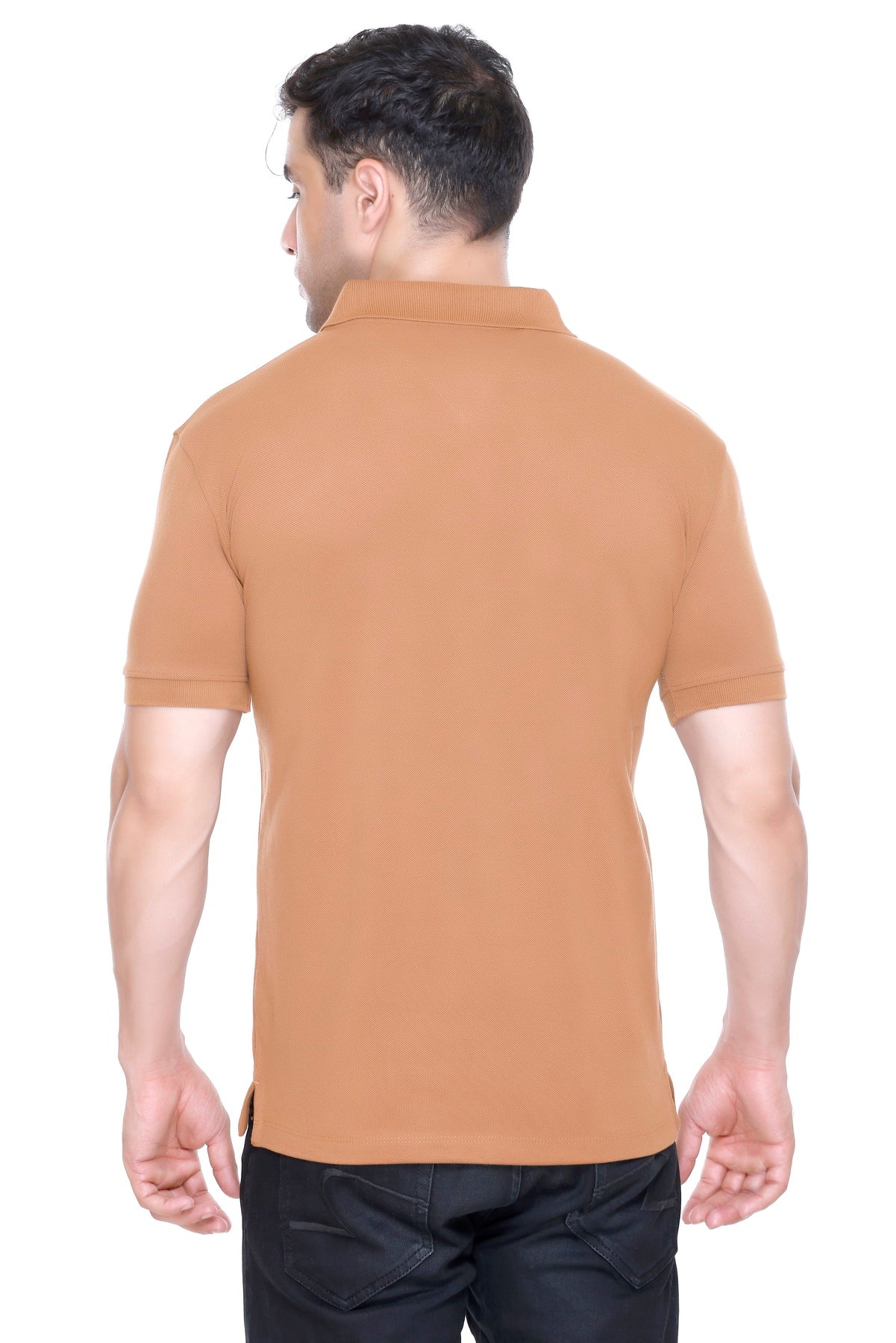 Hood Culture Men’s Solid Cotton Brown Polo T-Shirt – Half Sleeve