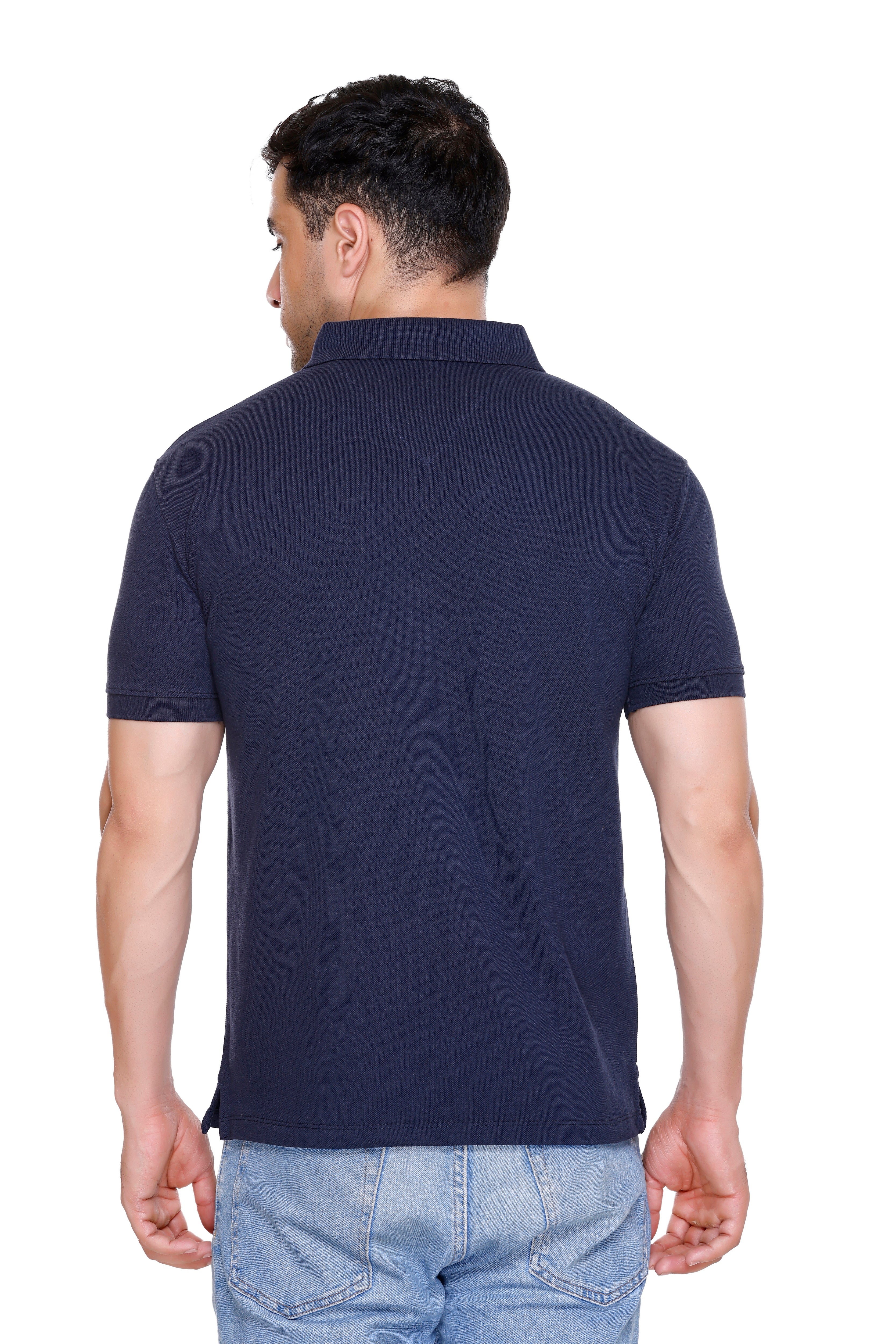 Hood Culture Men’s Solid Cotton Polo T-Shirt – Half Sleeve