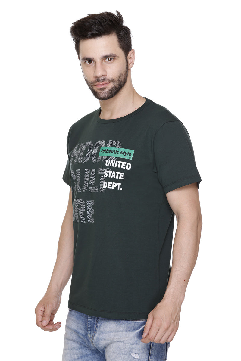 Hood Culture Men’s Printed Cotton Lycra T-Shirt