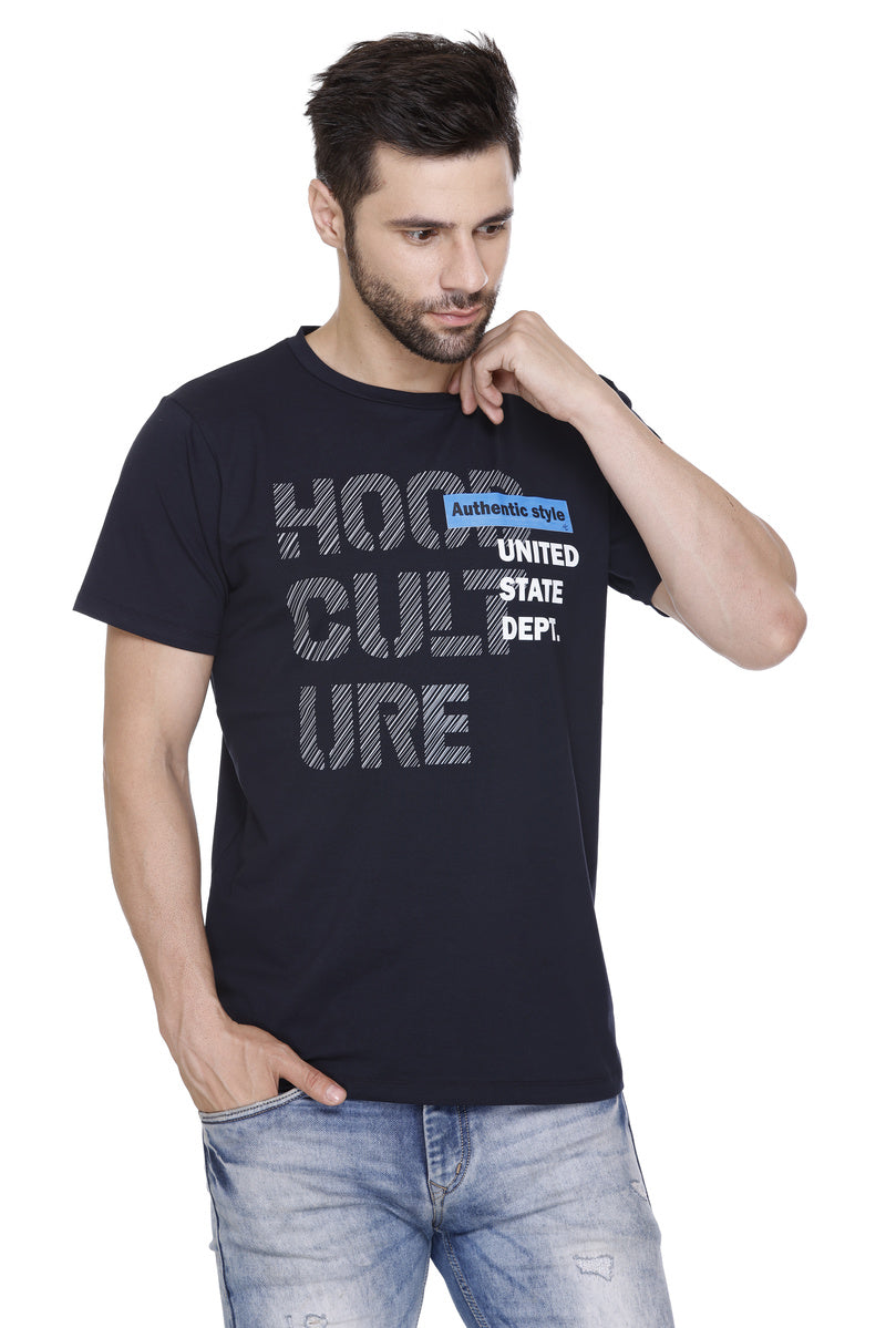 Hood Culture Men’s Printed Cotton Lycra T-Shirt