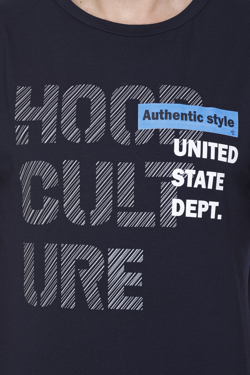 Hood Culture Men’s Printed Cotton Lycra T-Shirt