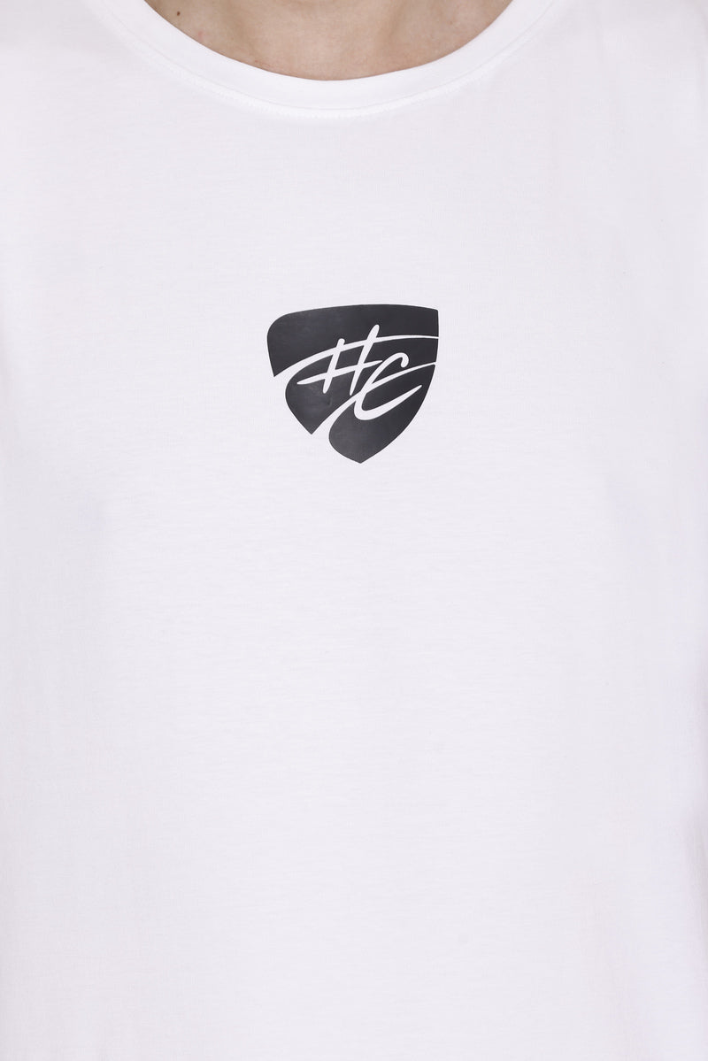 Hood Culture Men’s Printed Cotton Lycra White T-Shirt