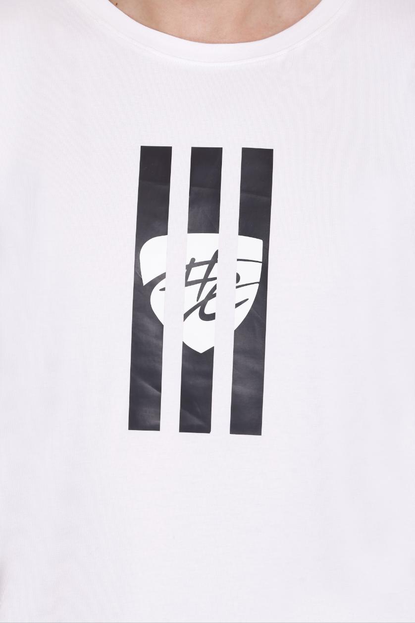 Hood Culture Men’s Printed Cotton Lycra White T-Shirt
