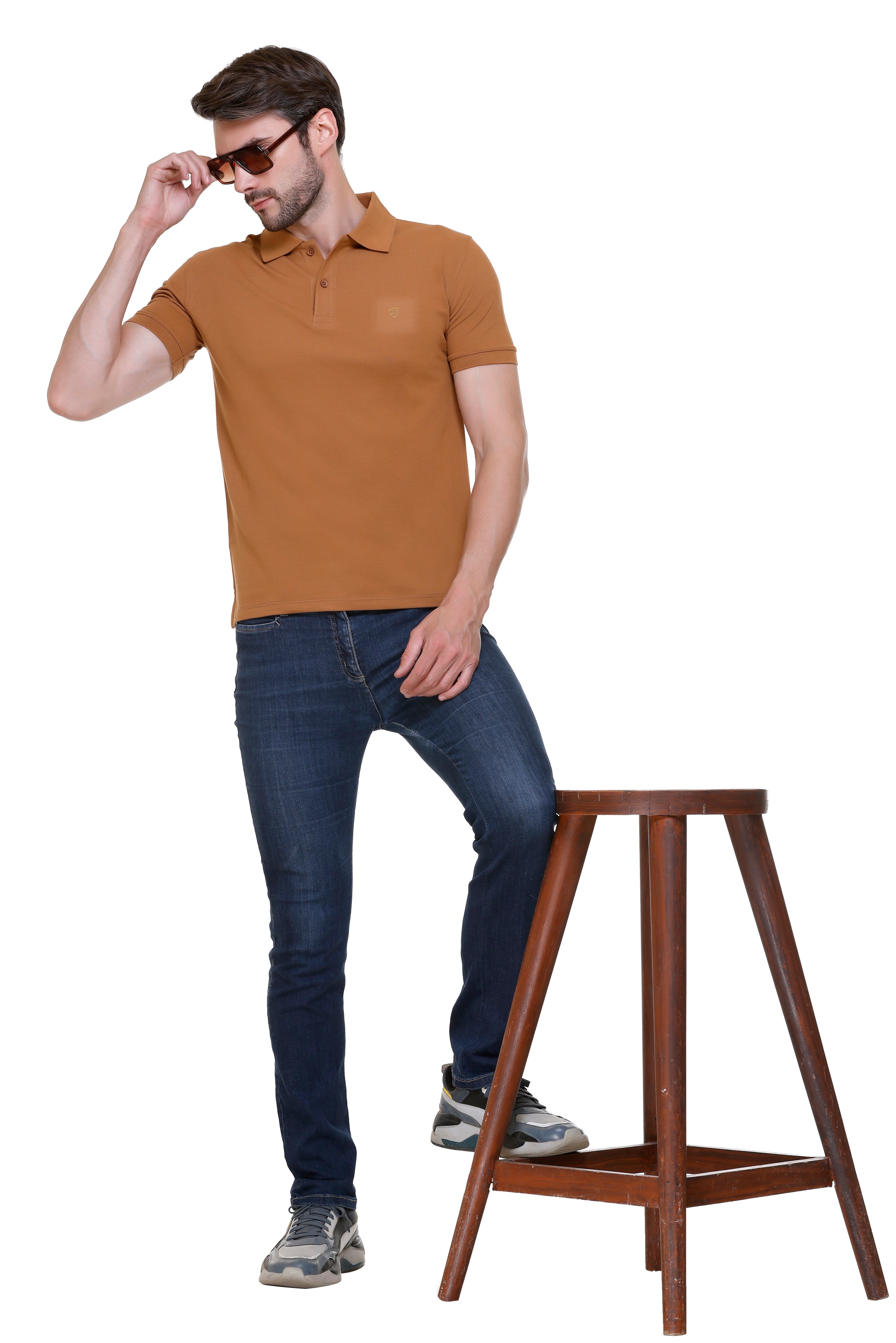 Hood Culture Men’s Solid Cotton Polo T-Shirt – Half Sleeve