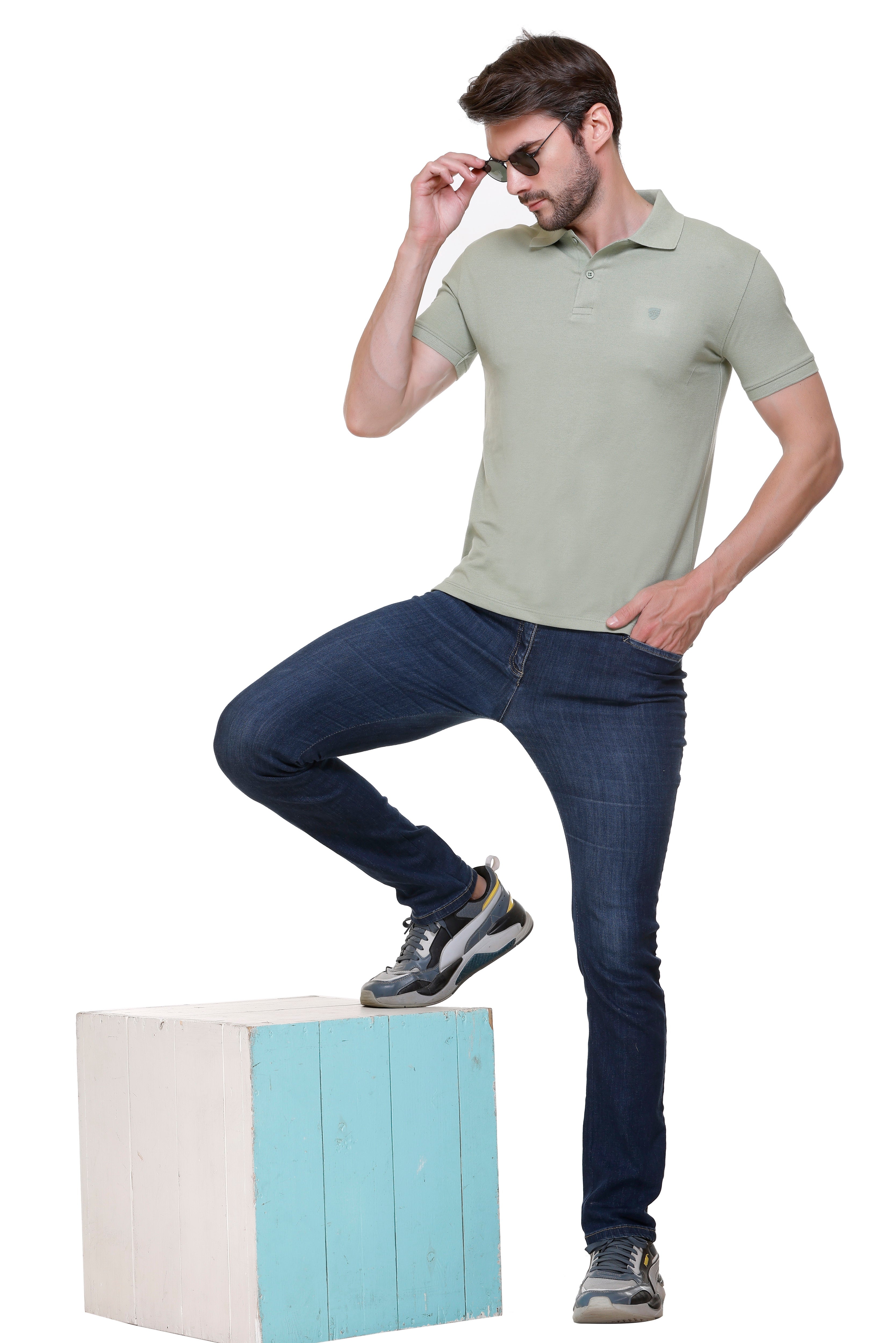 Hood Culture Men’s Solid Cotton Polo T-Shirt – Half Sleeve