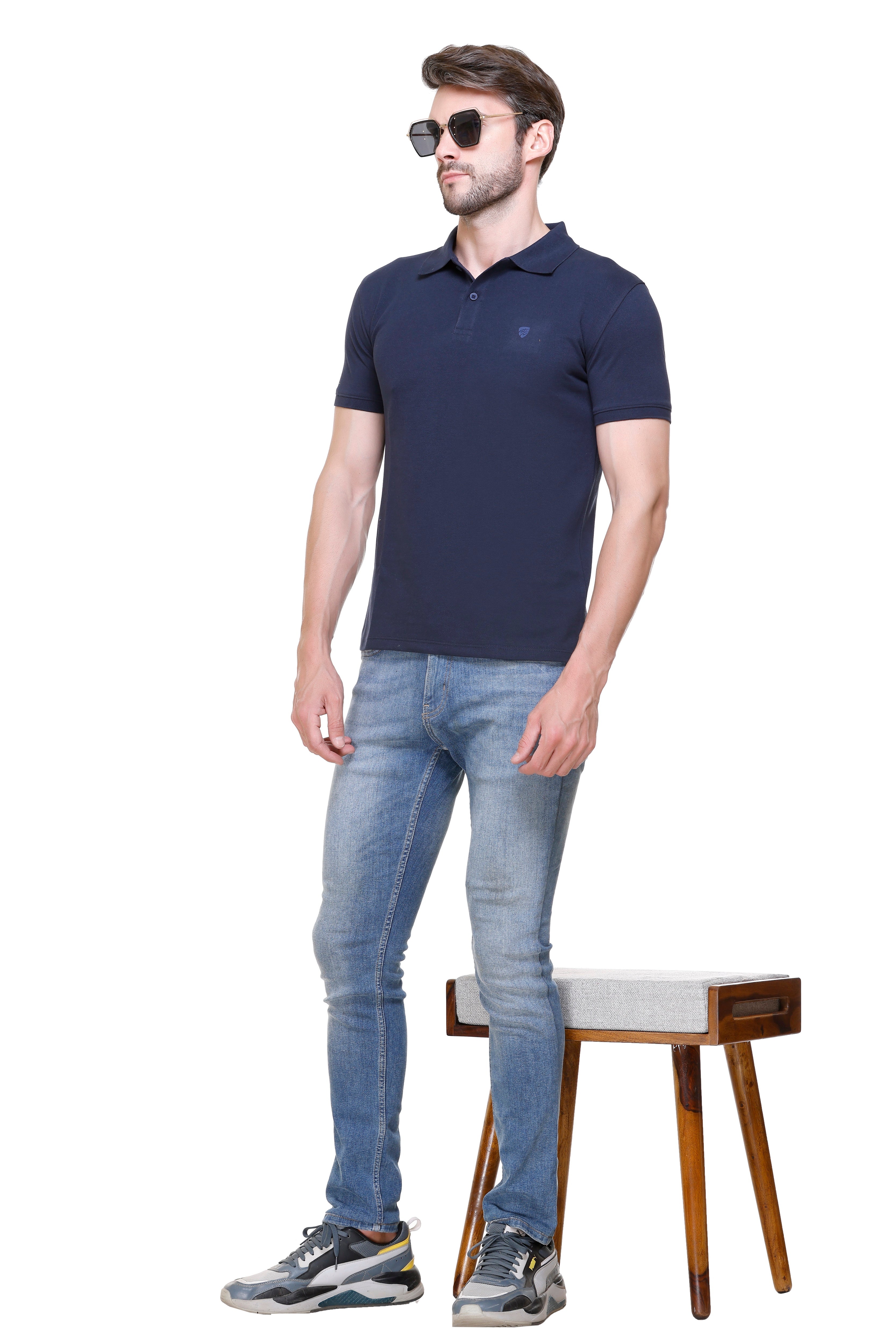 Hood Culture Men’s Solid Cotton Polo T-Shirt – Half Sleeve