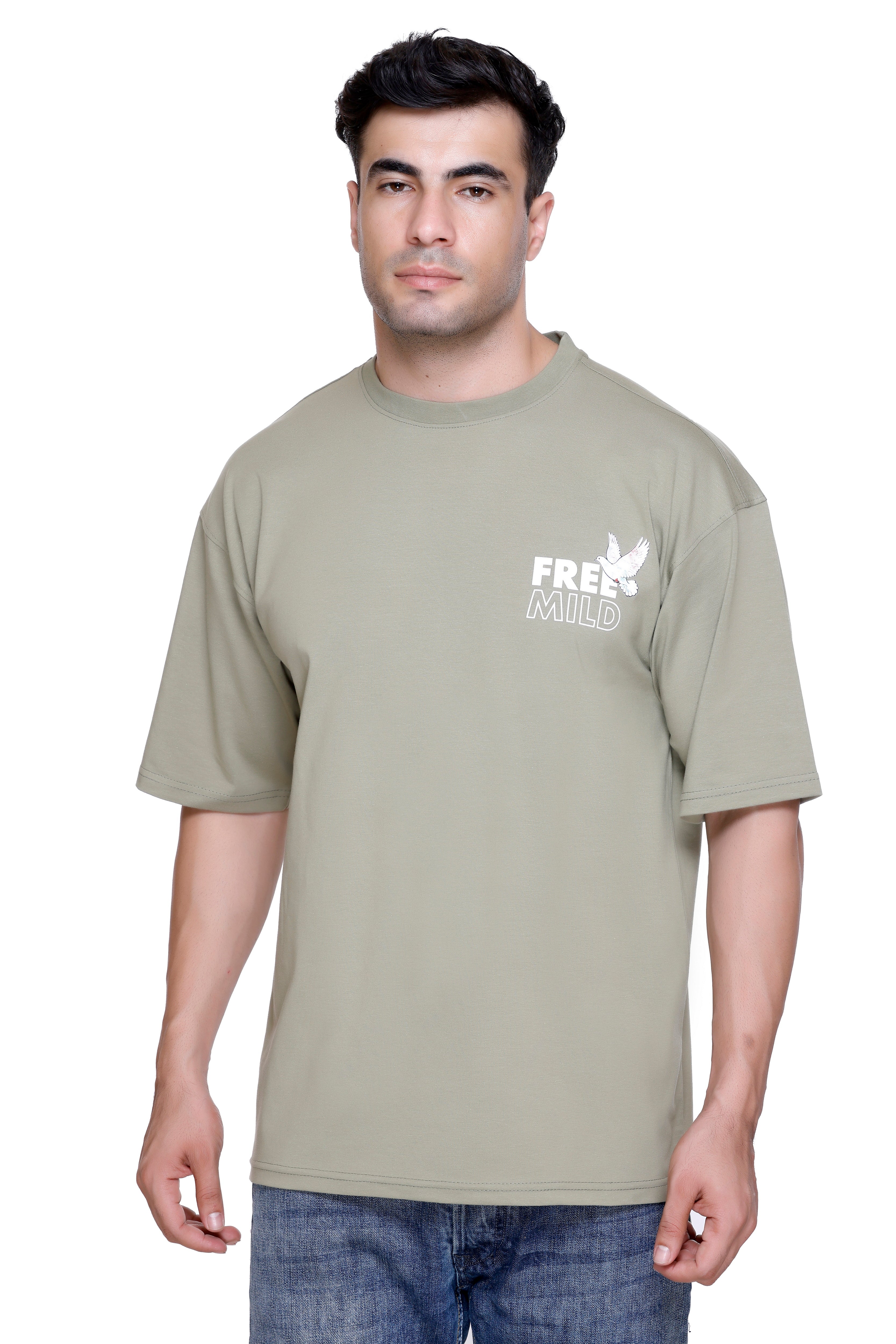Hood Culture Men’s Oversized Cotton Lycra T-Shirt – Round Neck
