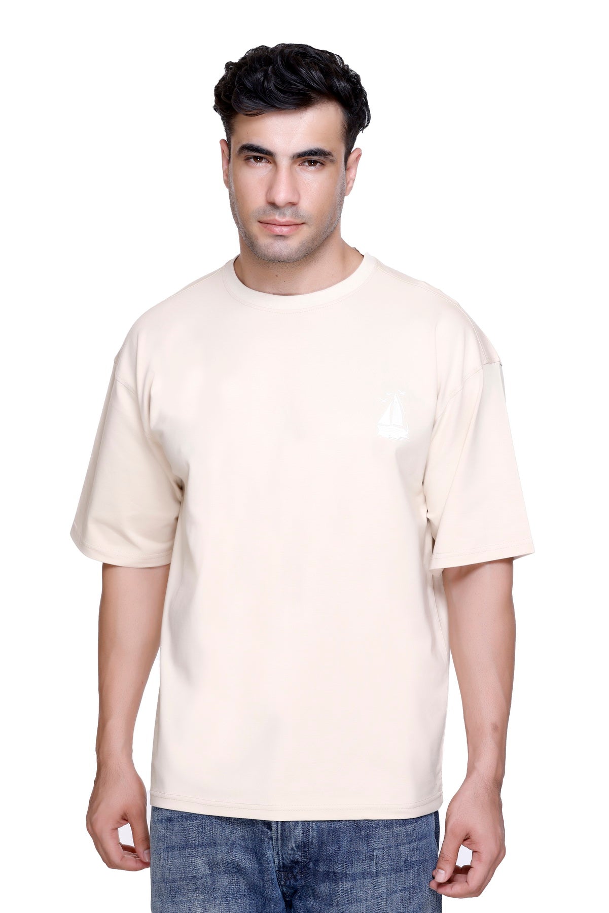 Hood Culture Men’s Oversized Cotton Lycra T-Shirt – Round Neck