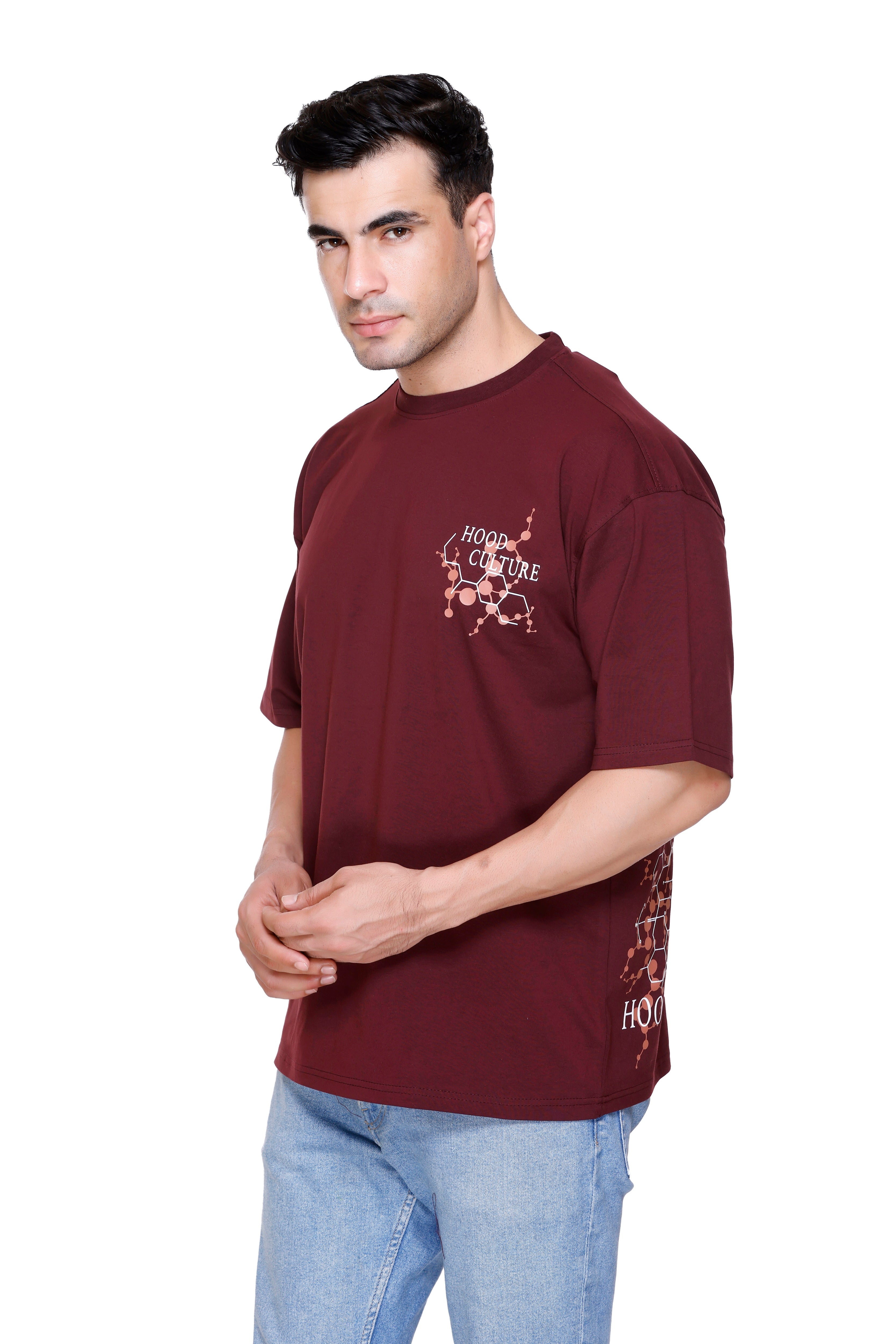 Hood Culture Men’s Printed Cotton Lycra T-Shirt