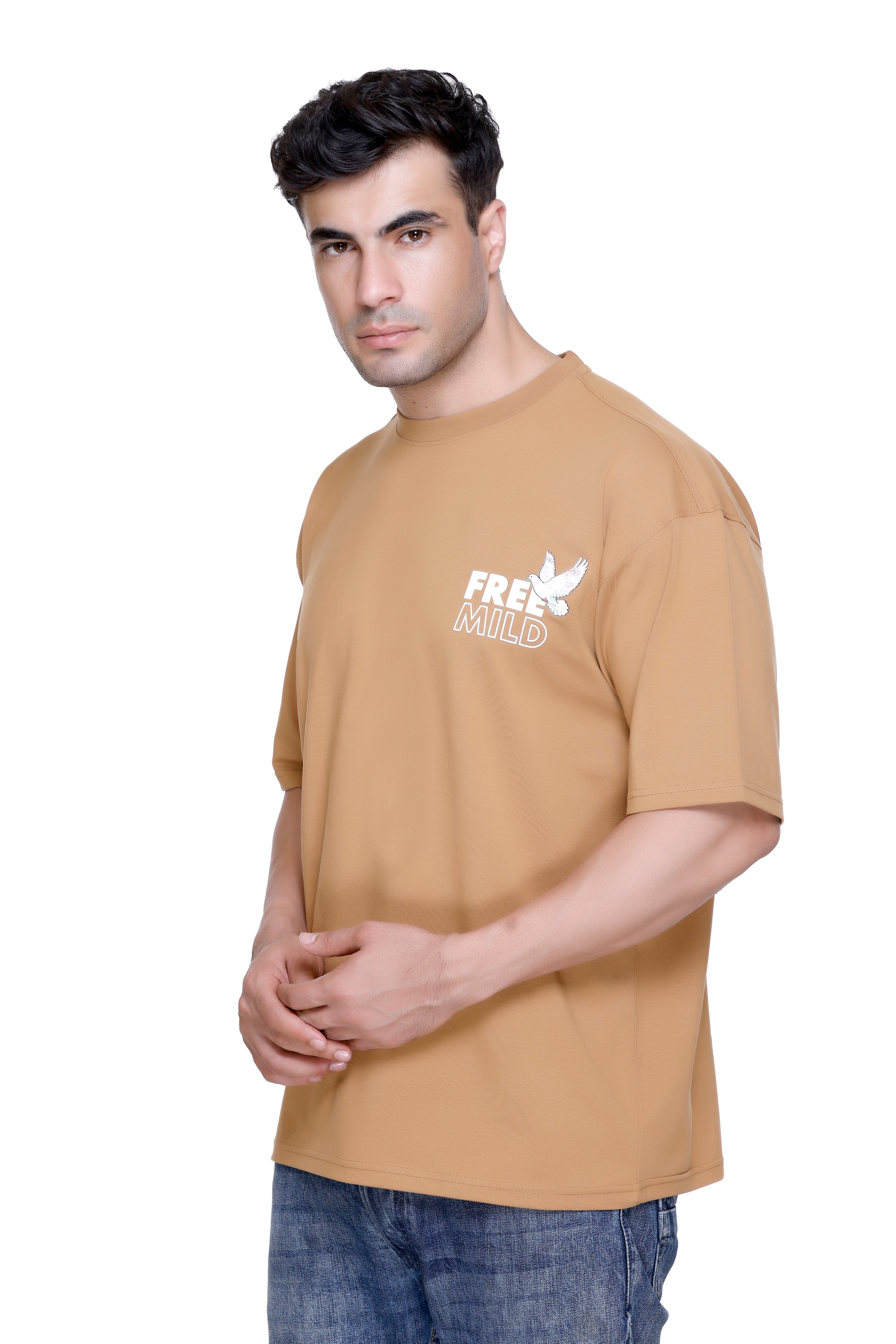 Hood Culture Men’s Oversized Cotton Lycra T-Shirt – Round Neck