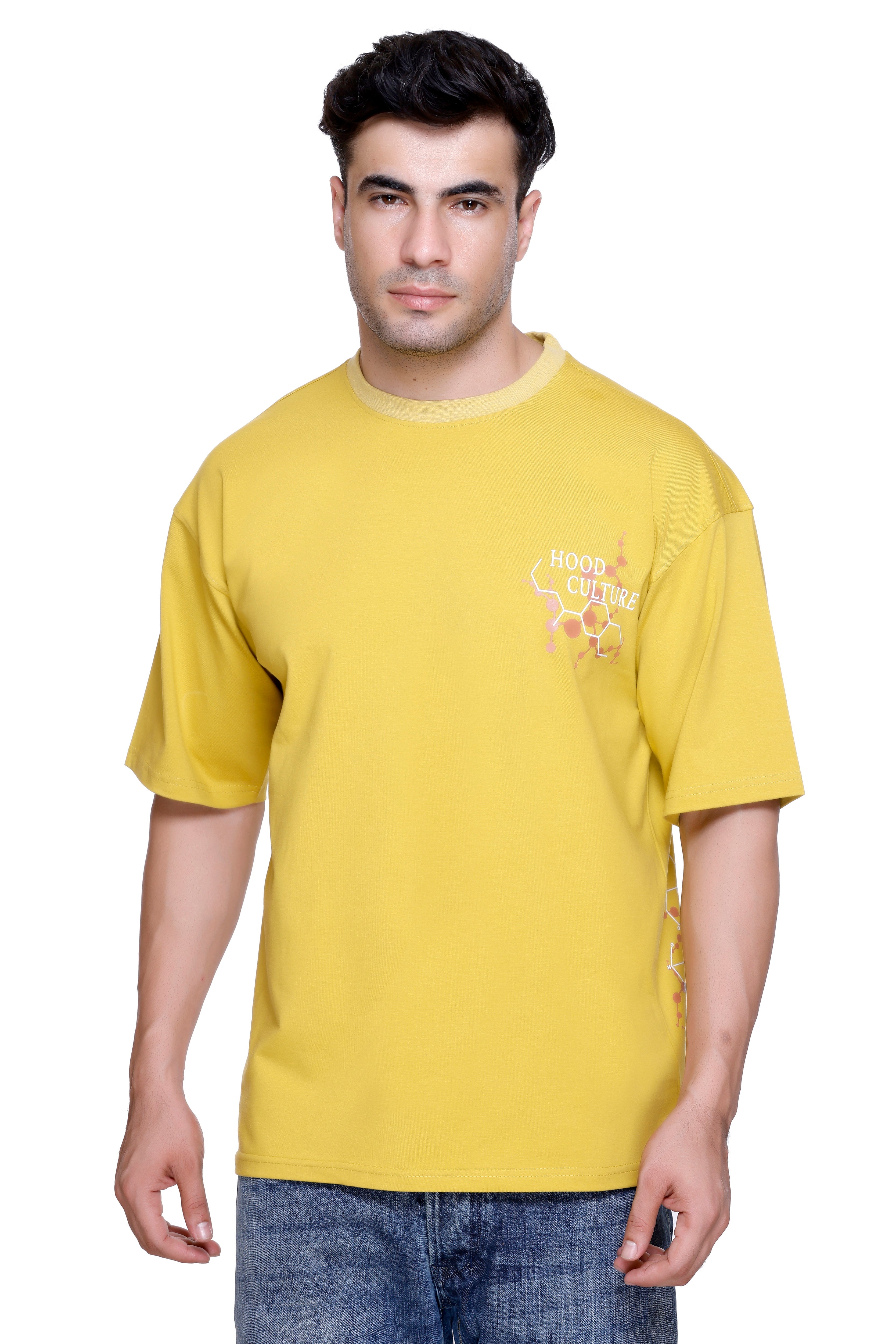 Hood Culture Men’s Oversized Cotton Lycra T-Shirt – Round Neck