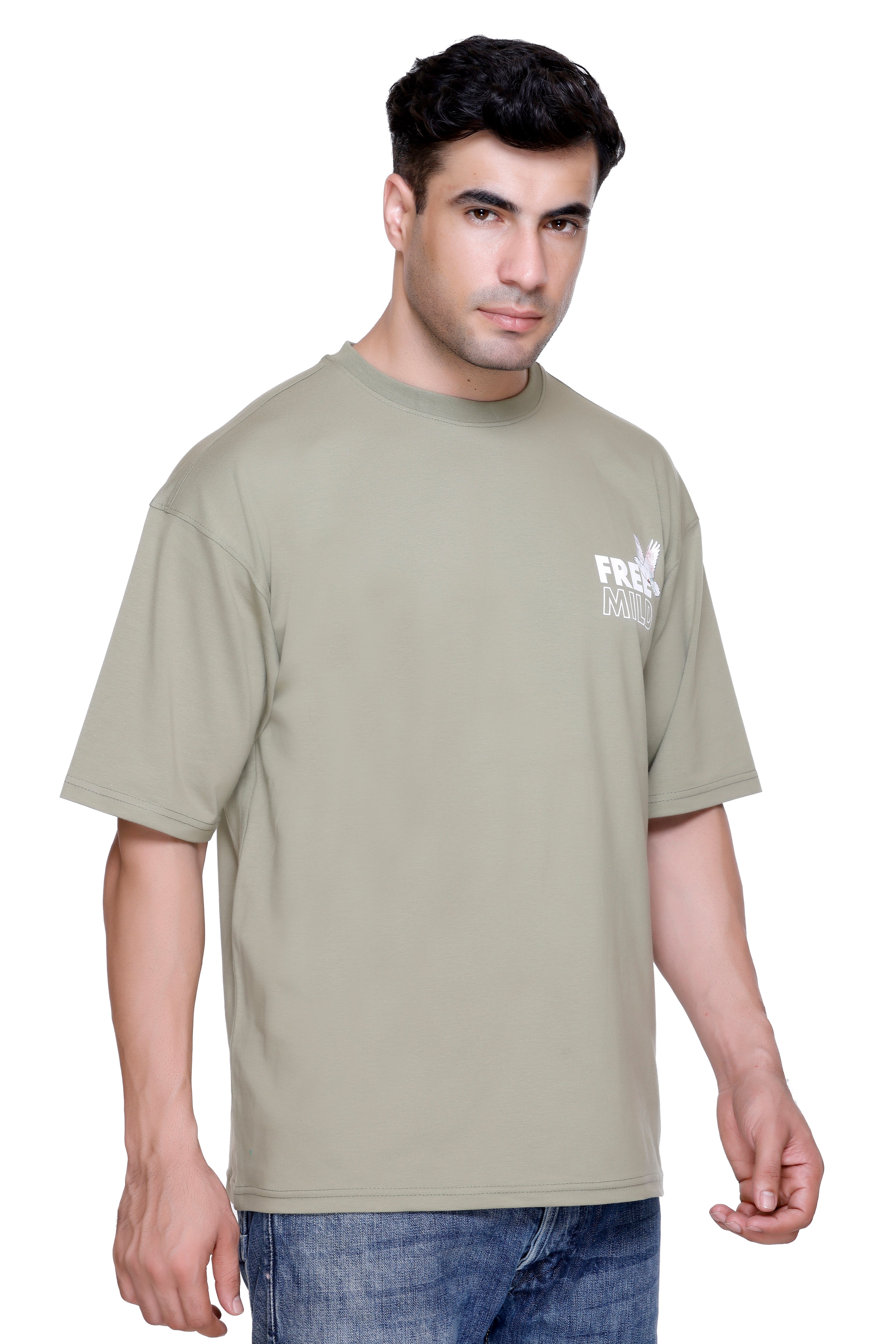 Hood Culture Men’s Oversized Cotton Lycra T-Shirt – Round Neck