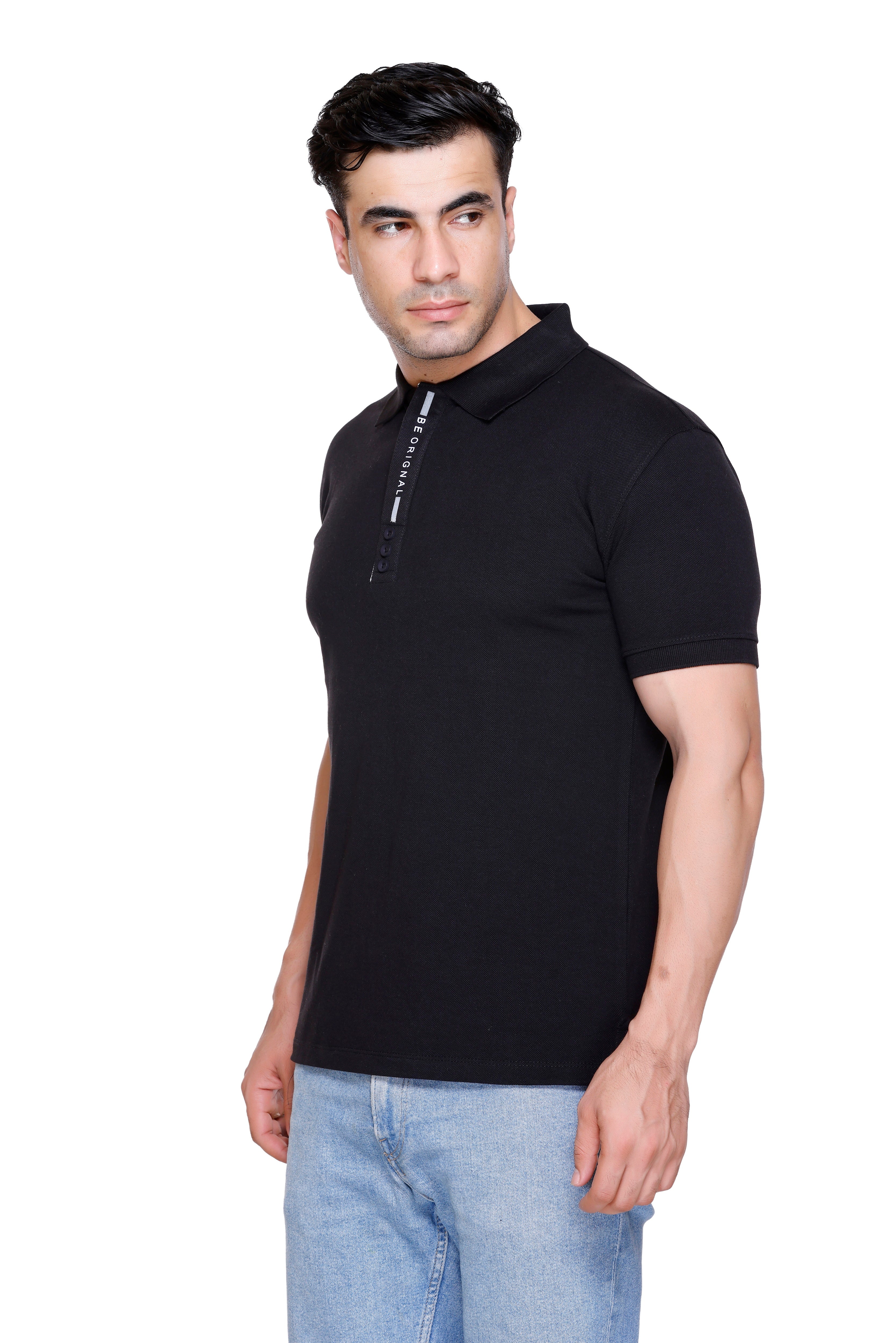 Hood Culture Men’s Solid Cotton Polo T-Shirt – Half Sleeve