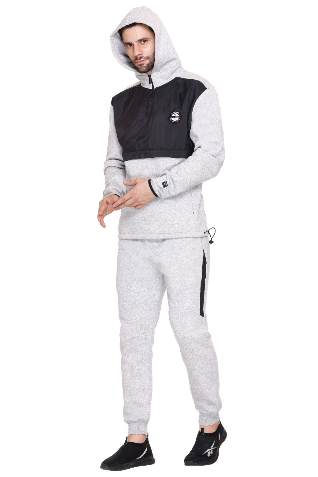 Hood Culture : Men Full Sleeve Color Block Hooded Tracksuit