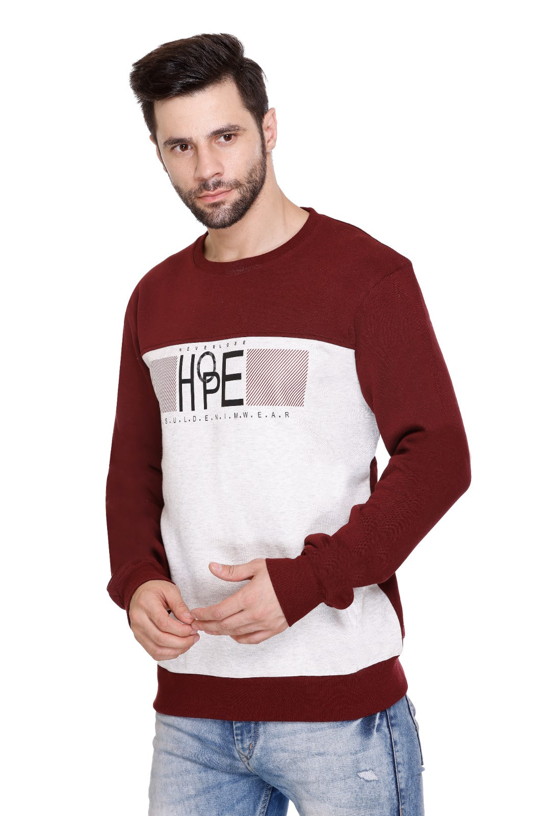 Men Full Sleeve Color Block Sweatshirt