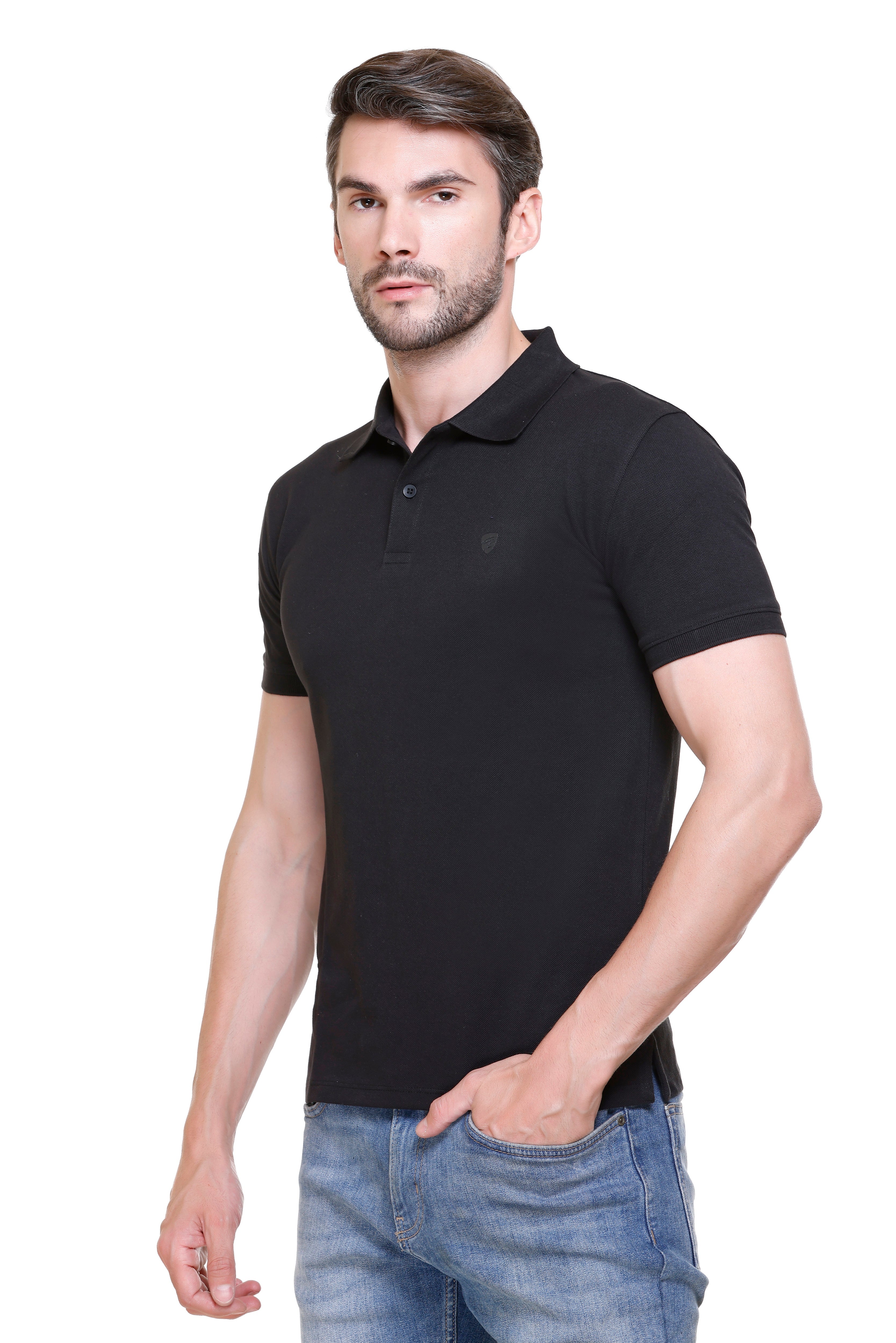 Hood Culture Men’s Solid Cotton Polo T-Shirt – Half Sleeve