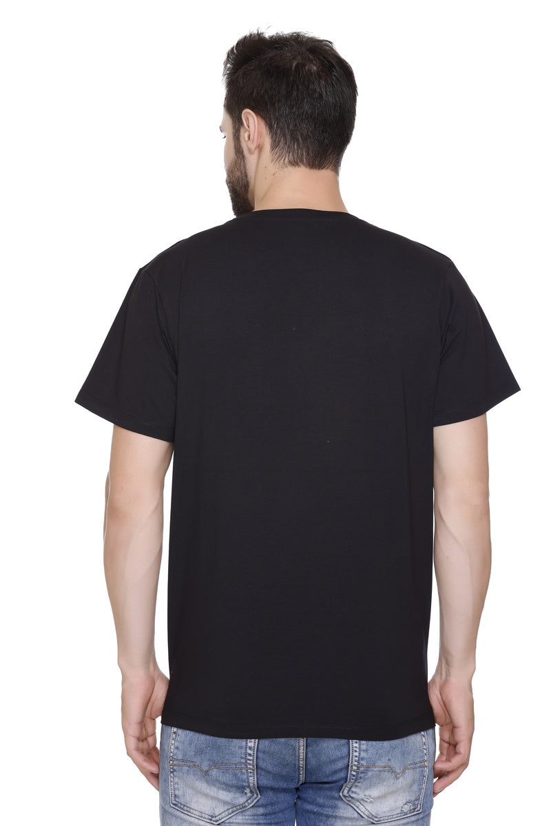 Hood Culture Men’s Printed Cotton Lycra T-Shirt Black