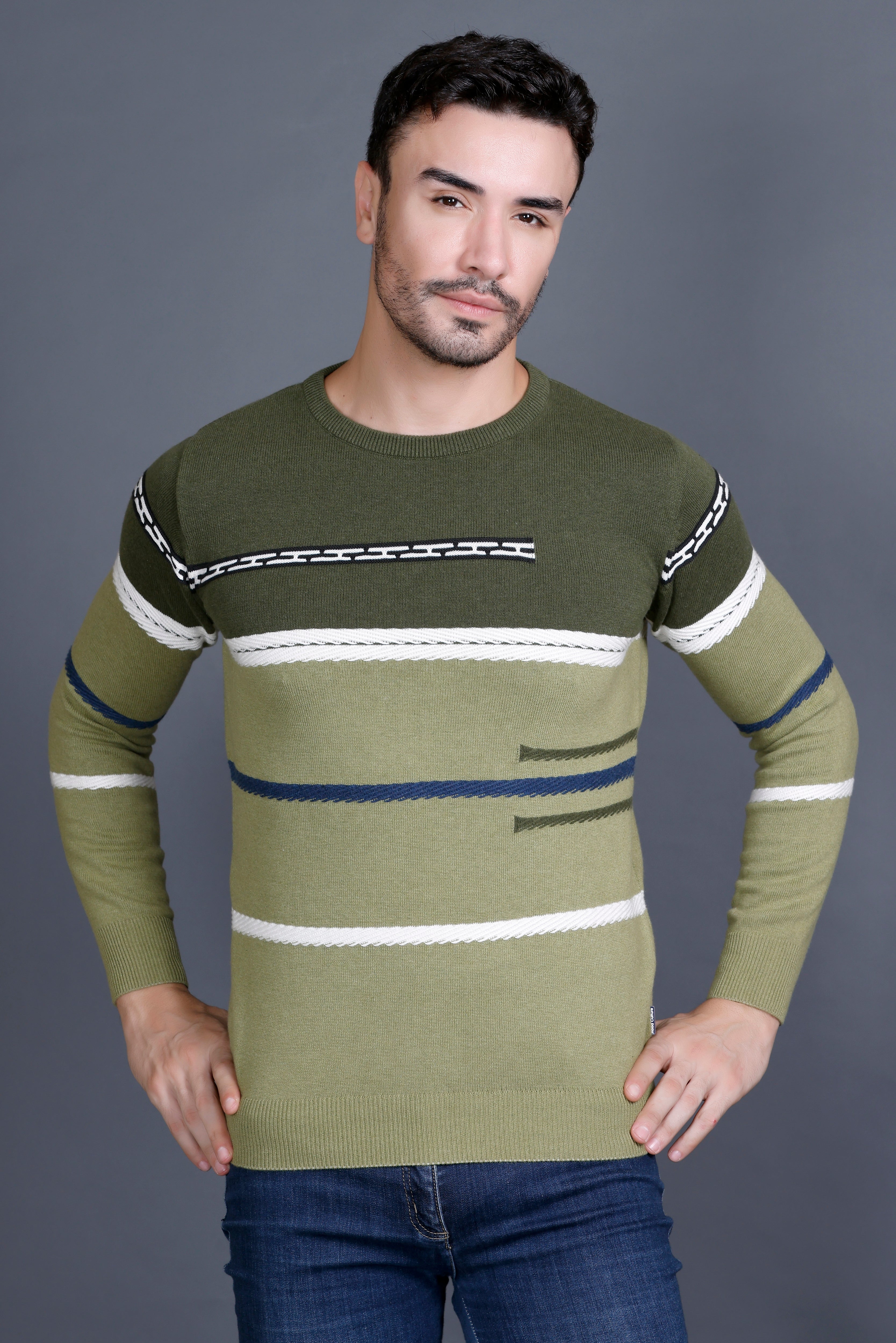 Men's Cotton Wool Green Sweater