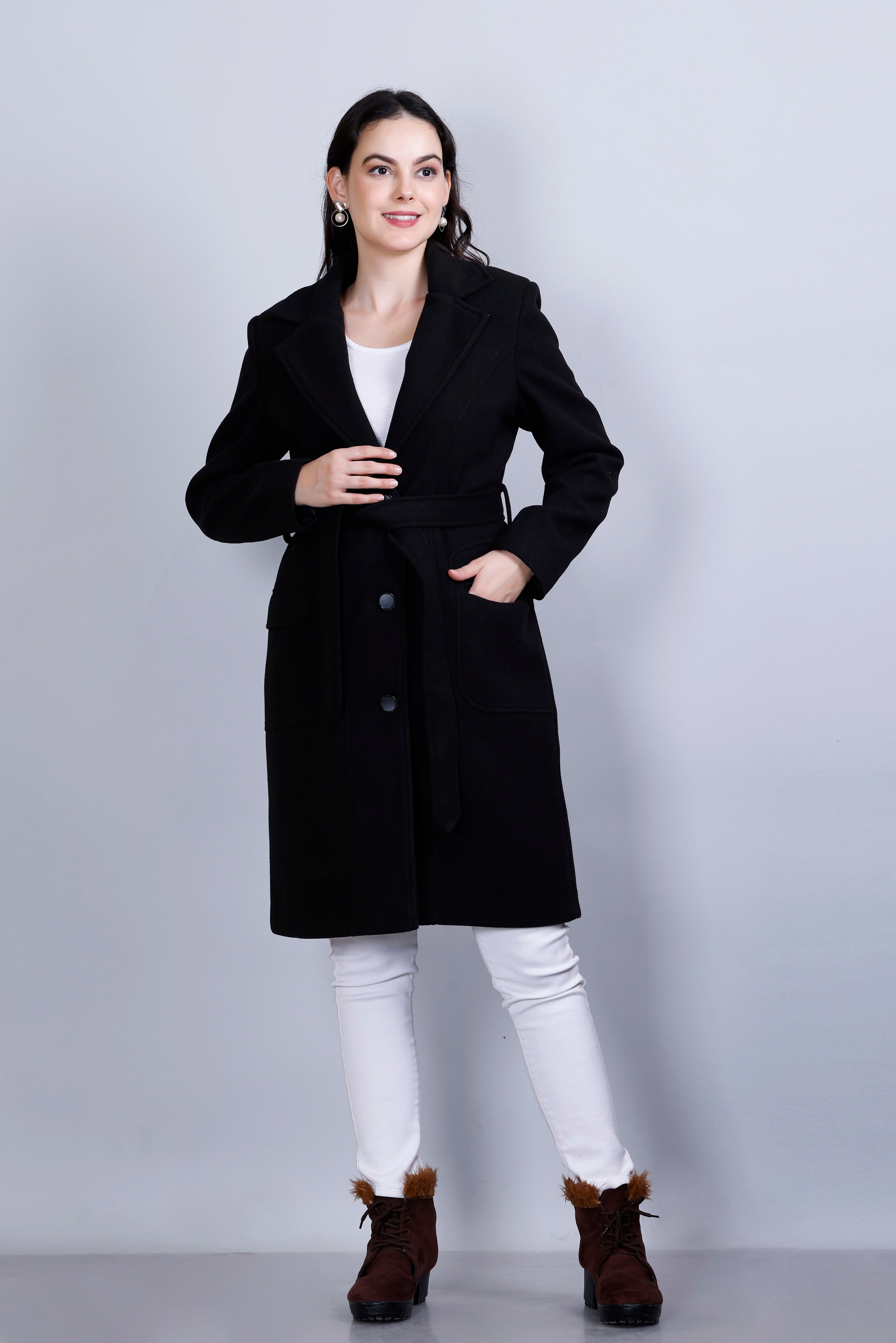 Women's Winter Tweed Stylish Long Coat