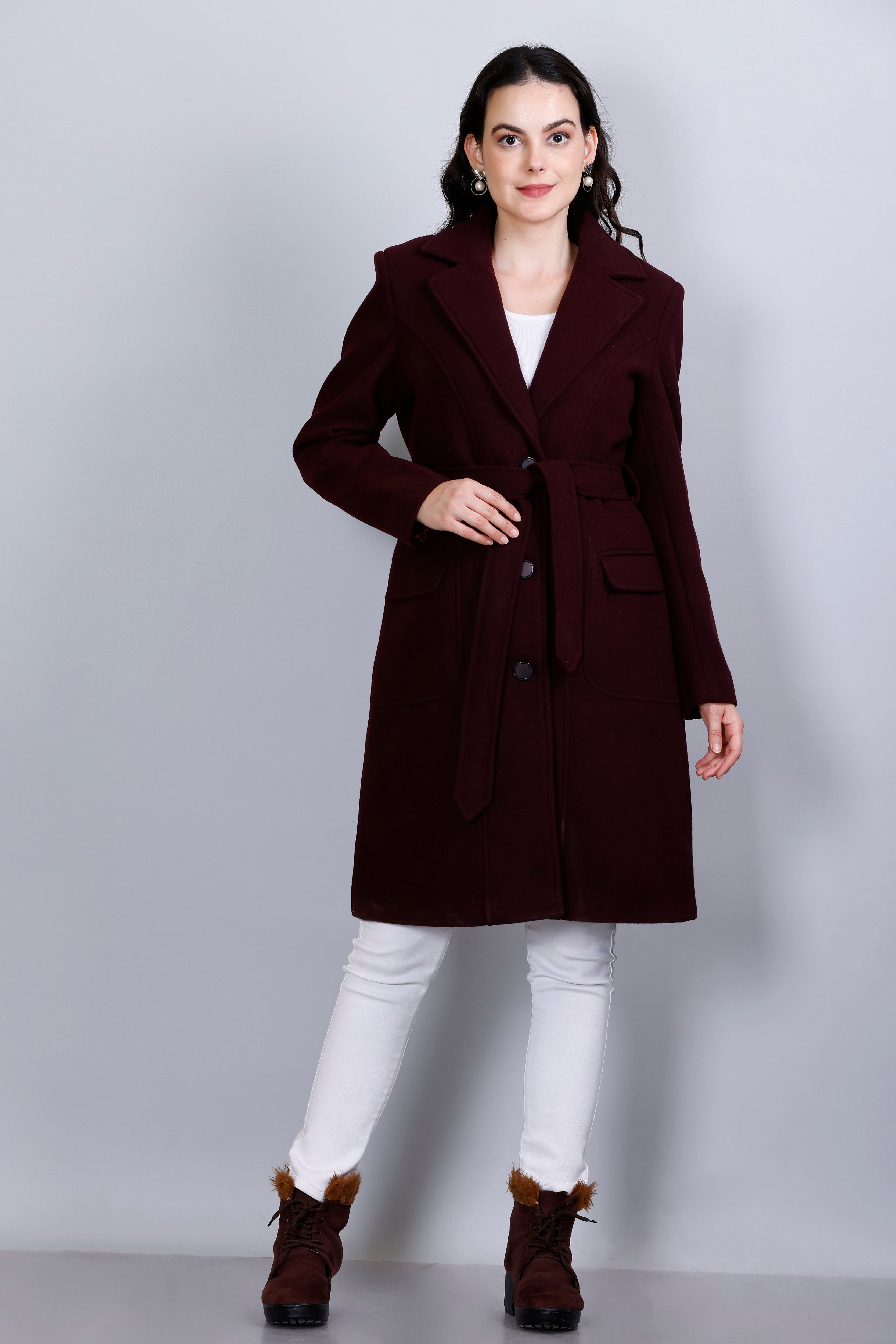 Women's Winter Tweed Stylish Long Coat