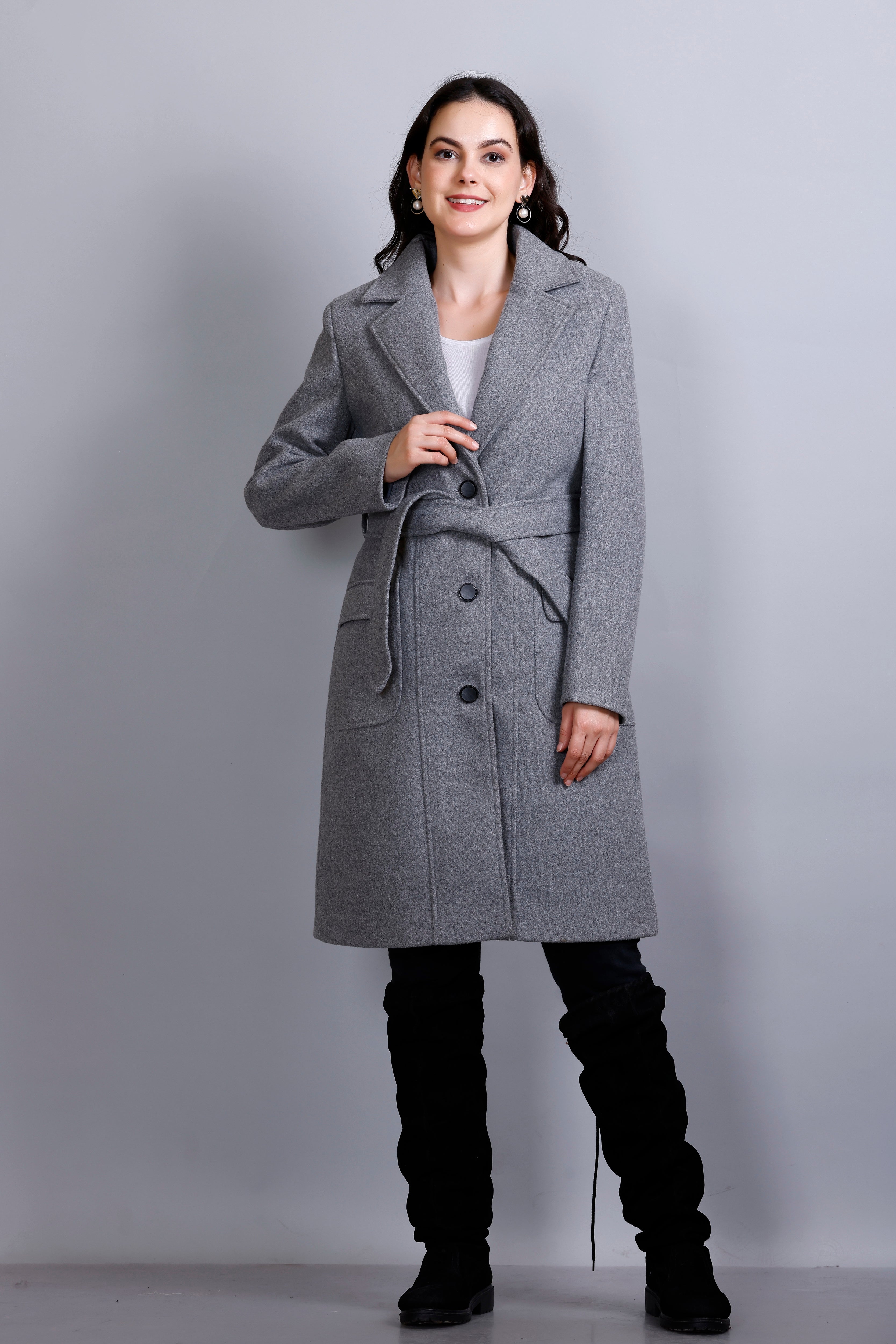 Women's Winter Tweed Stylish Long Coat