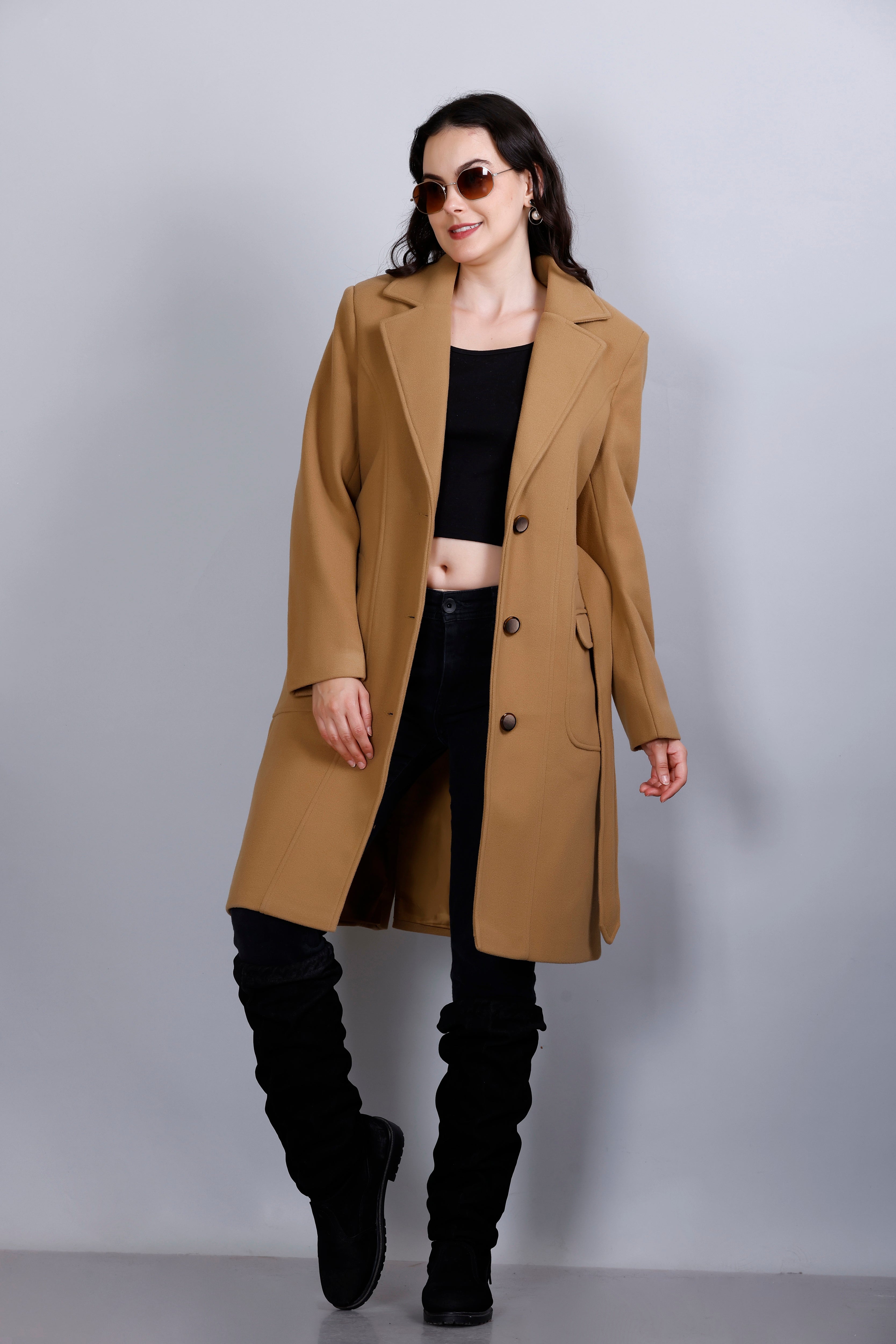 Women's Winter Tweed Stylish Long Coat