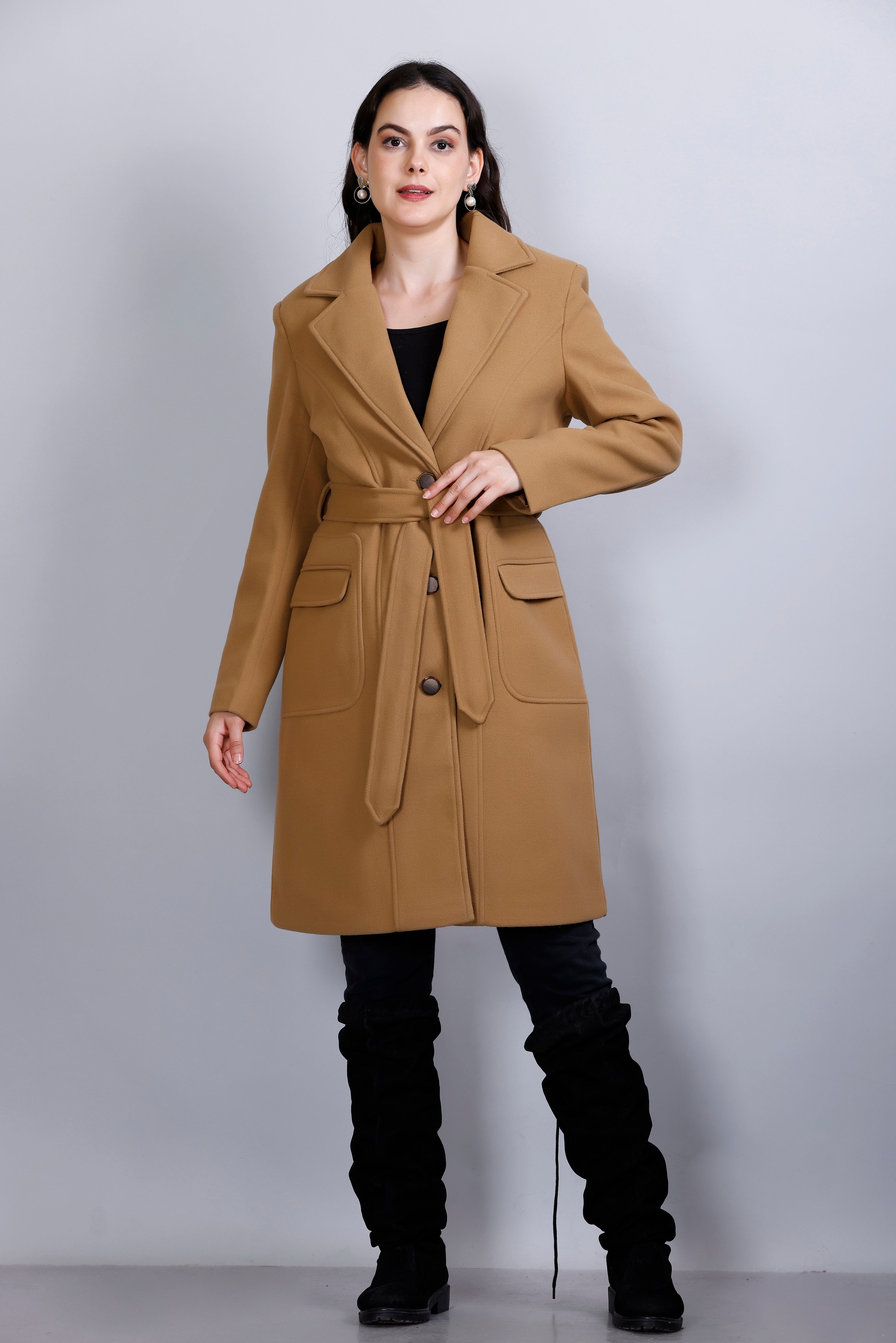 Women's Winter Tweed Stylish Long Coat