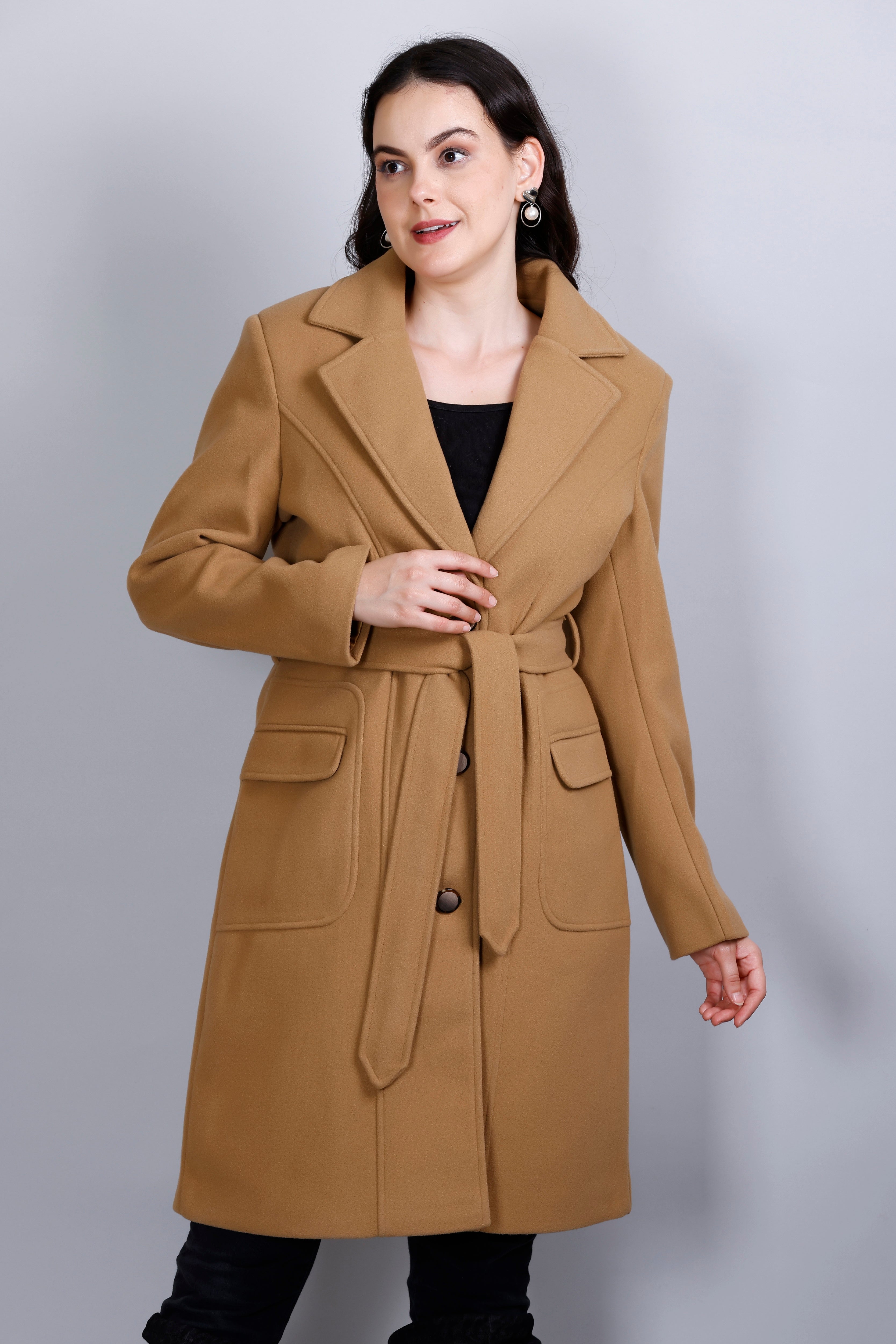 Women's Winter Tweed Stylish Long Coat