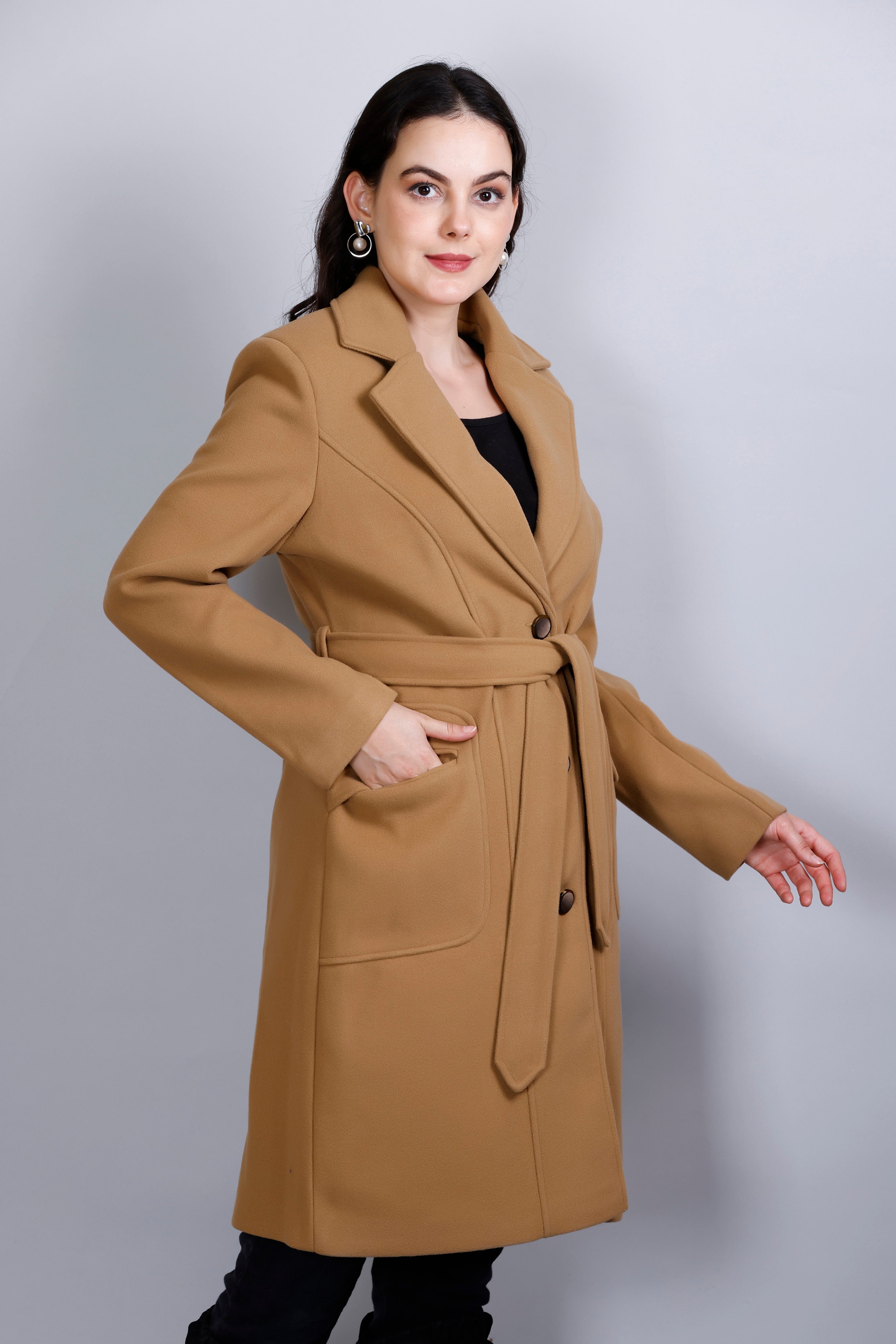 Women's Winter Tweed Stylish Long Coat