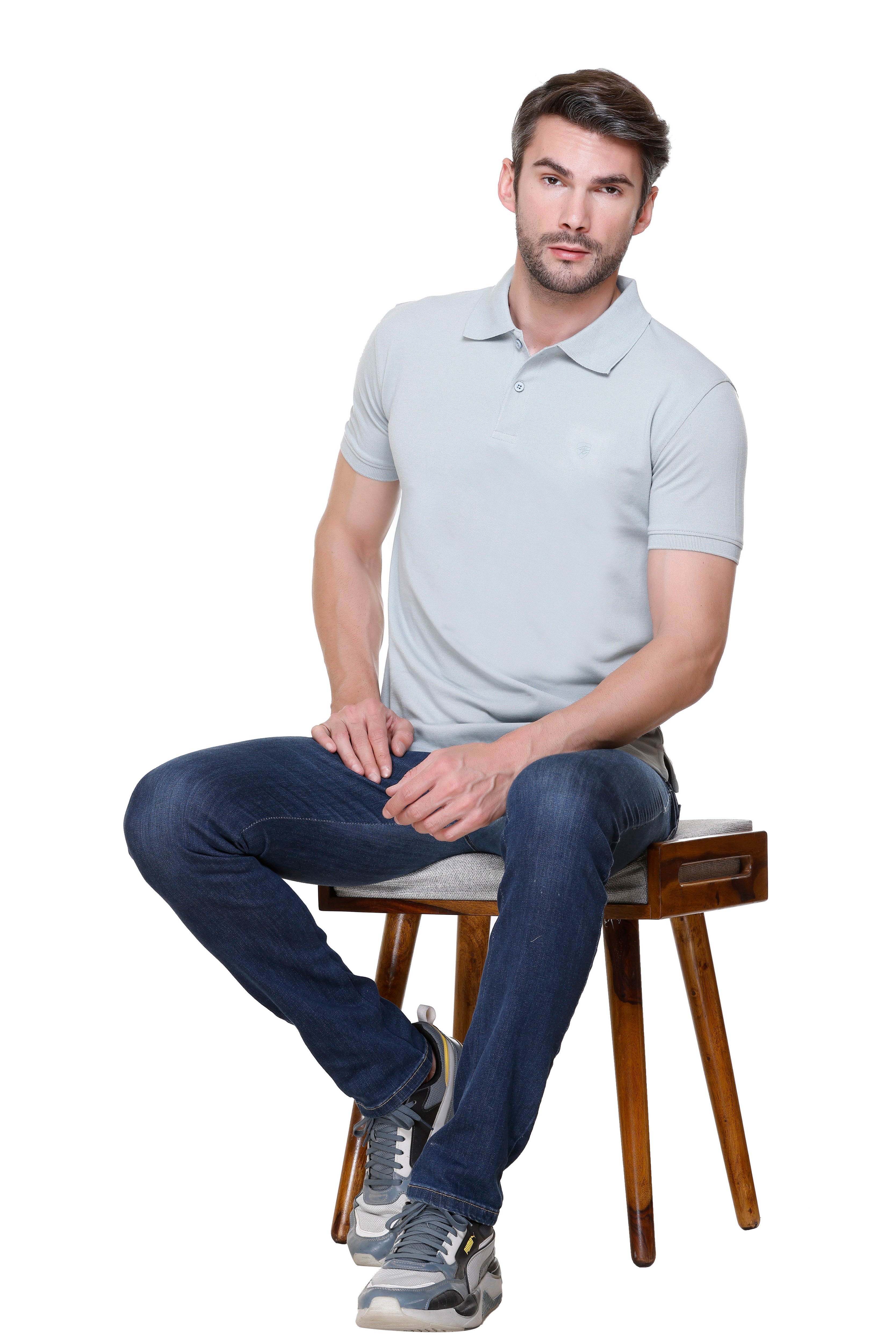 Hood Culture Men’s Solid Cotton Polo T-Shirt – Half Sleeve