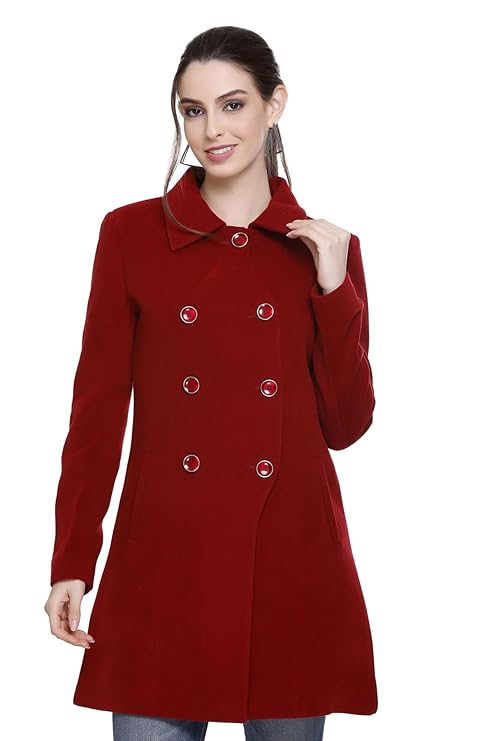 Women's Tweed Solid Winter Coat For Women