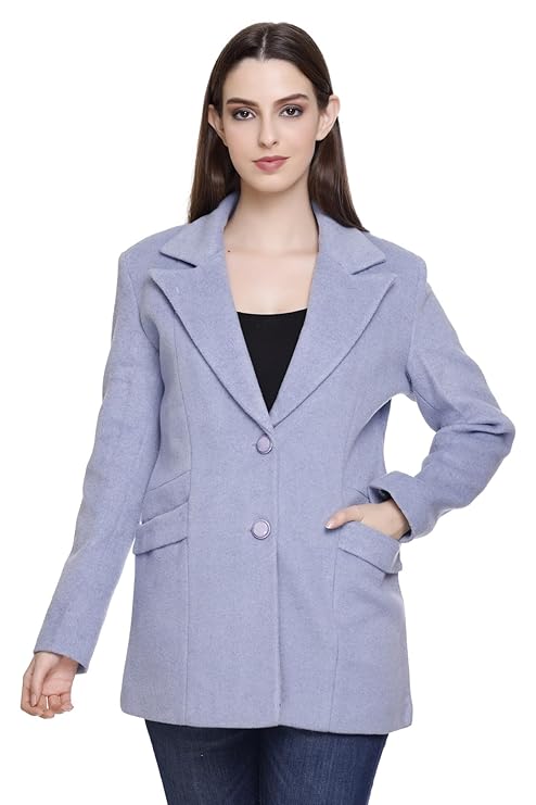 Women Sky Blue Winter Blazer